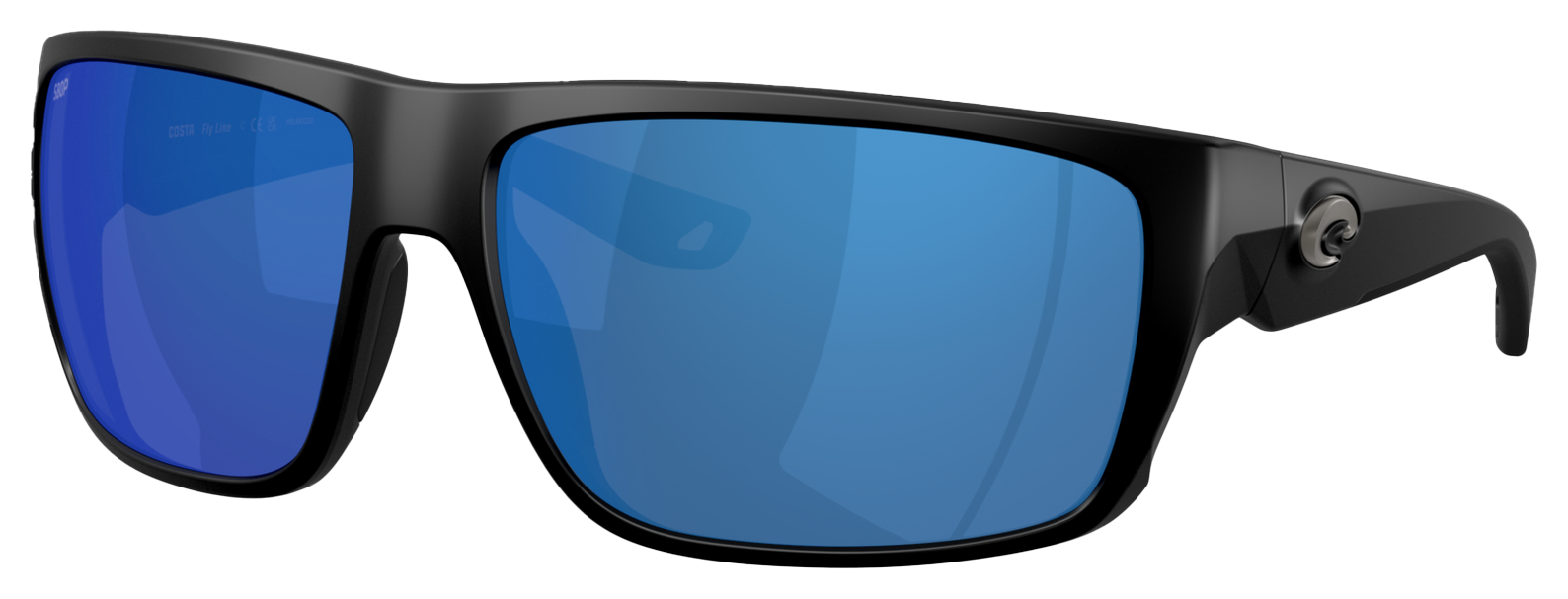 Image of Costa Del Mar Fly Line 580P Polarized Sunglasses - Matte Black/Blue Mirror