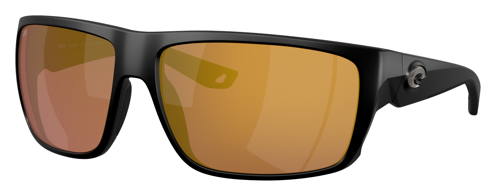 Image of Costa Del Mar Fly Line 580G Glass Polarized Sunglasses - Matte Black/Gold Mirror