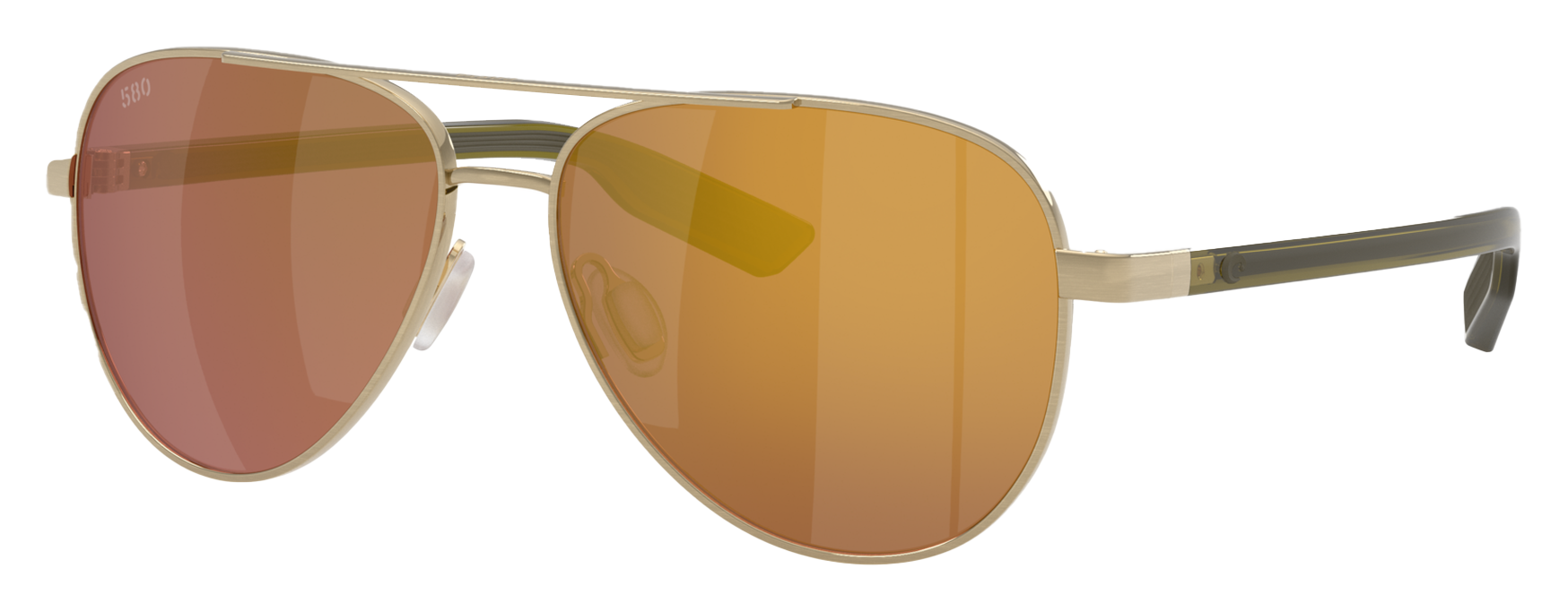 Image of Costa Del Mar Peli 580G Glass Polarized Sunglasses - Brushed Gold/Olive/Gold Mirror