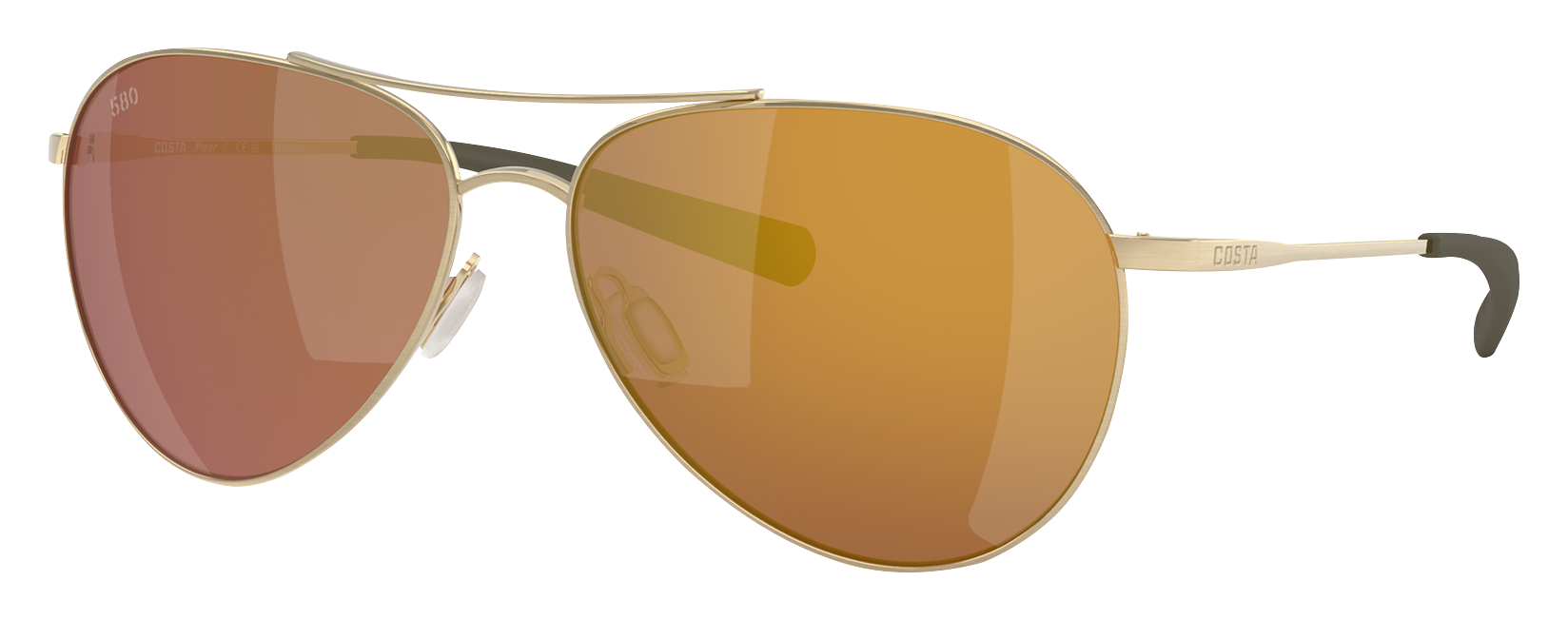 Image of Costa Del Mar Piper 580G Glass Polarized Sunglasses for Ladies - Gold Mirror/Brushed Gold