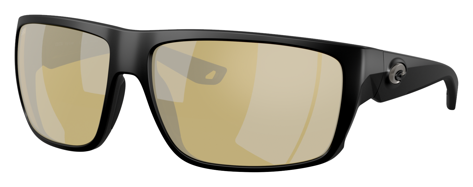 Image of Costa Del Mar Fly Line 580G Glass Polarized Sunglasses - Matte Black/Sunrise Silver Mirror