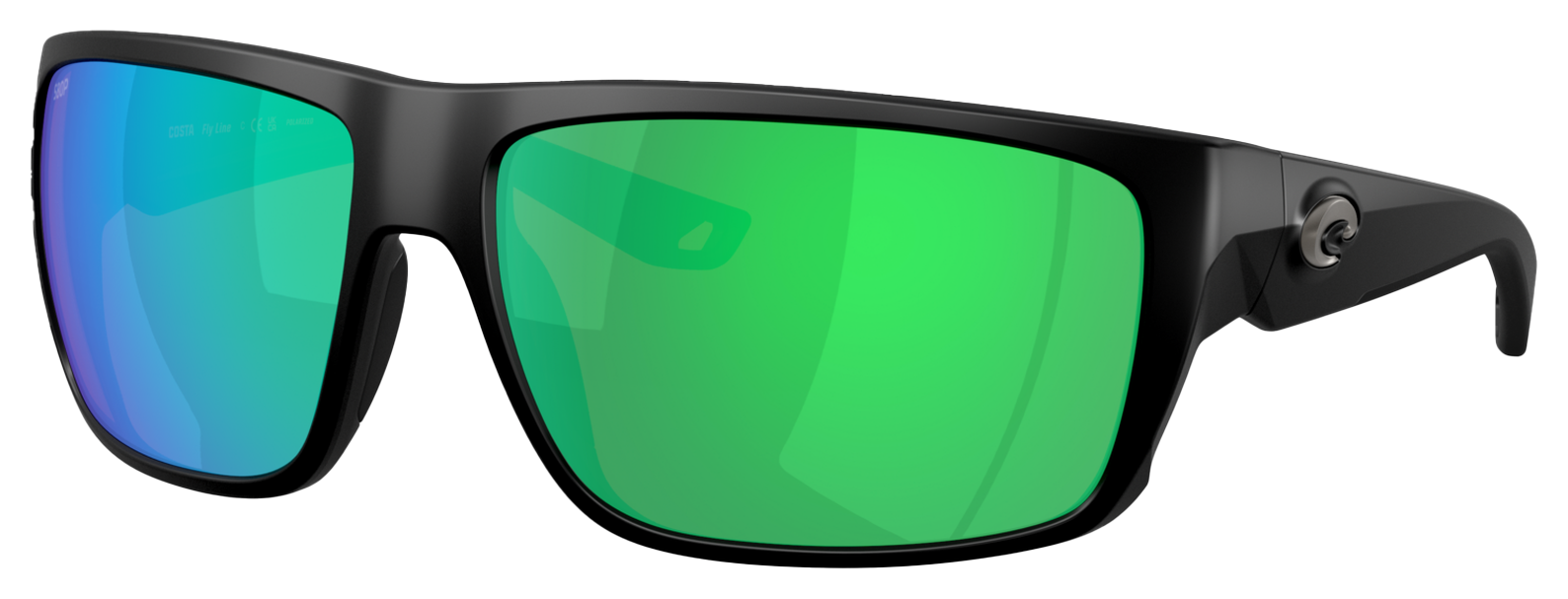 Image of Costa Del Mar Fly Line 580P Polarized Sunglasses - Matte Black/Green Mirror