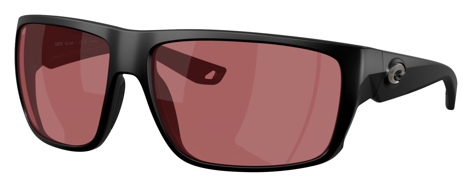 Image of Costa Del Mar Fly Line 580G Glass Polarized Sunglasses - Matte Black/Rose