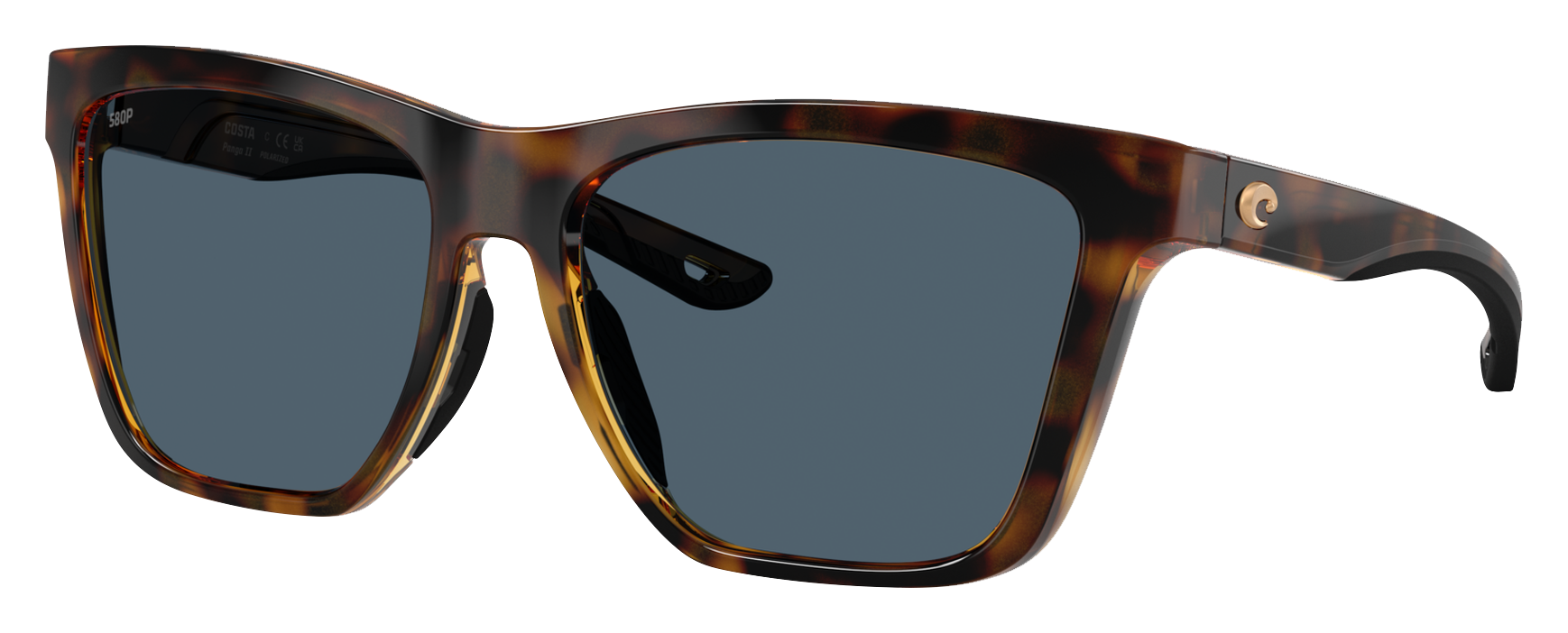 Image of Costa Del Mar Panga II 580P Polarized Sunglasses for Ladies - Tortoise/Gray - X-Large