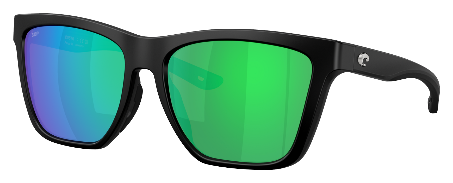 Image of Costa Del Mar Panga II 580P Polarized Sunglasses for Ladies - Matte Black/Green Mirror - X-Large