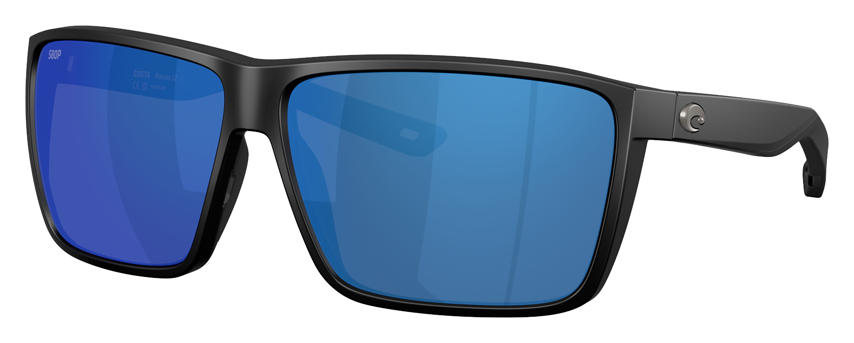 Costa Del Mar Rincon II 580P Polarized Sunglasses - Matte Black/Blue Mirror