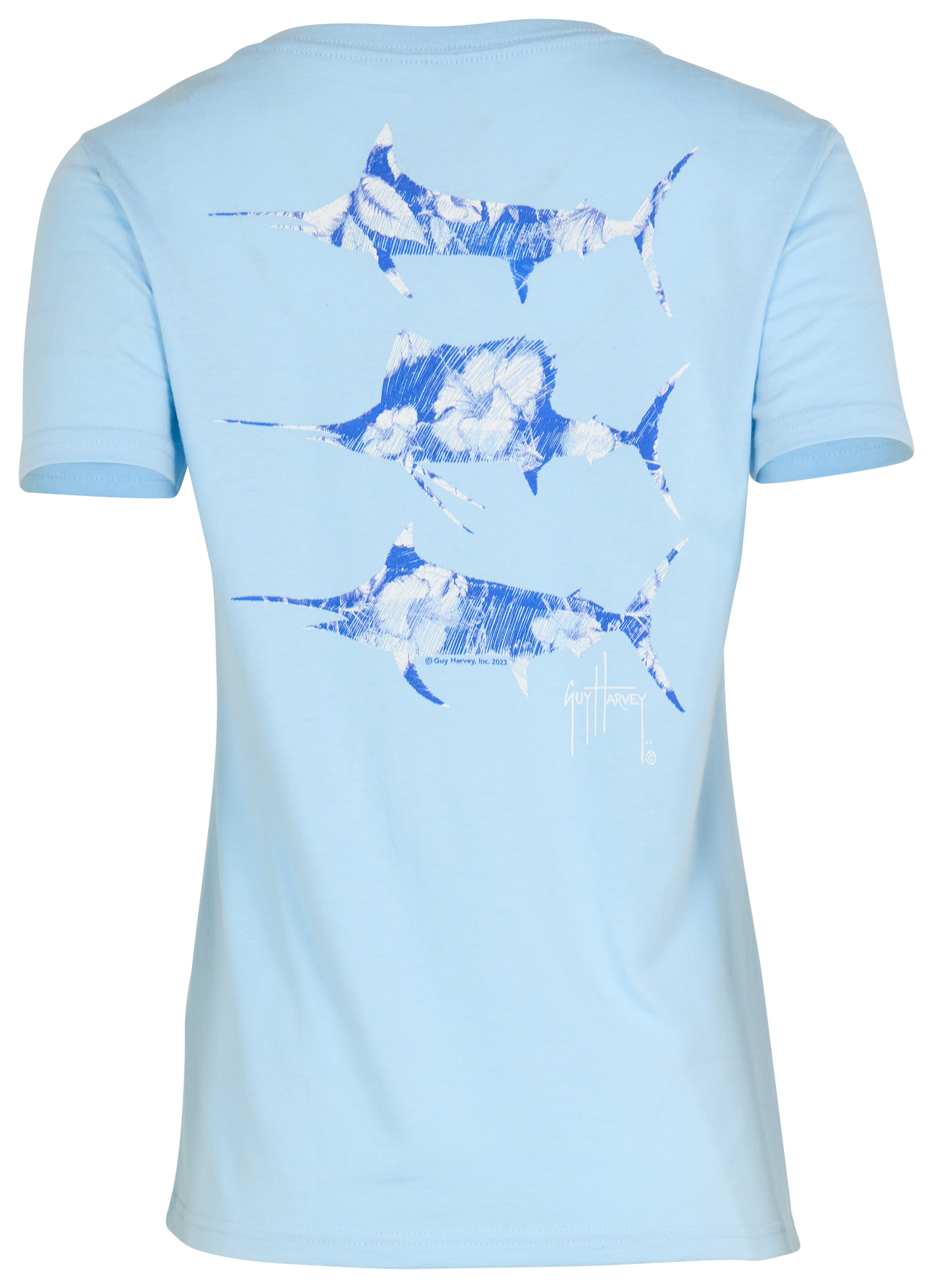 Image of Guy Harvey Floral Bills V-Neck Short-Sleeve T-Shirt - Cerulean