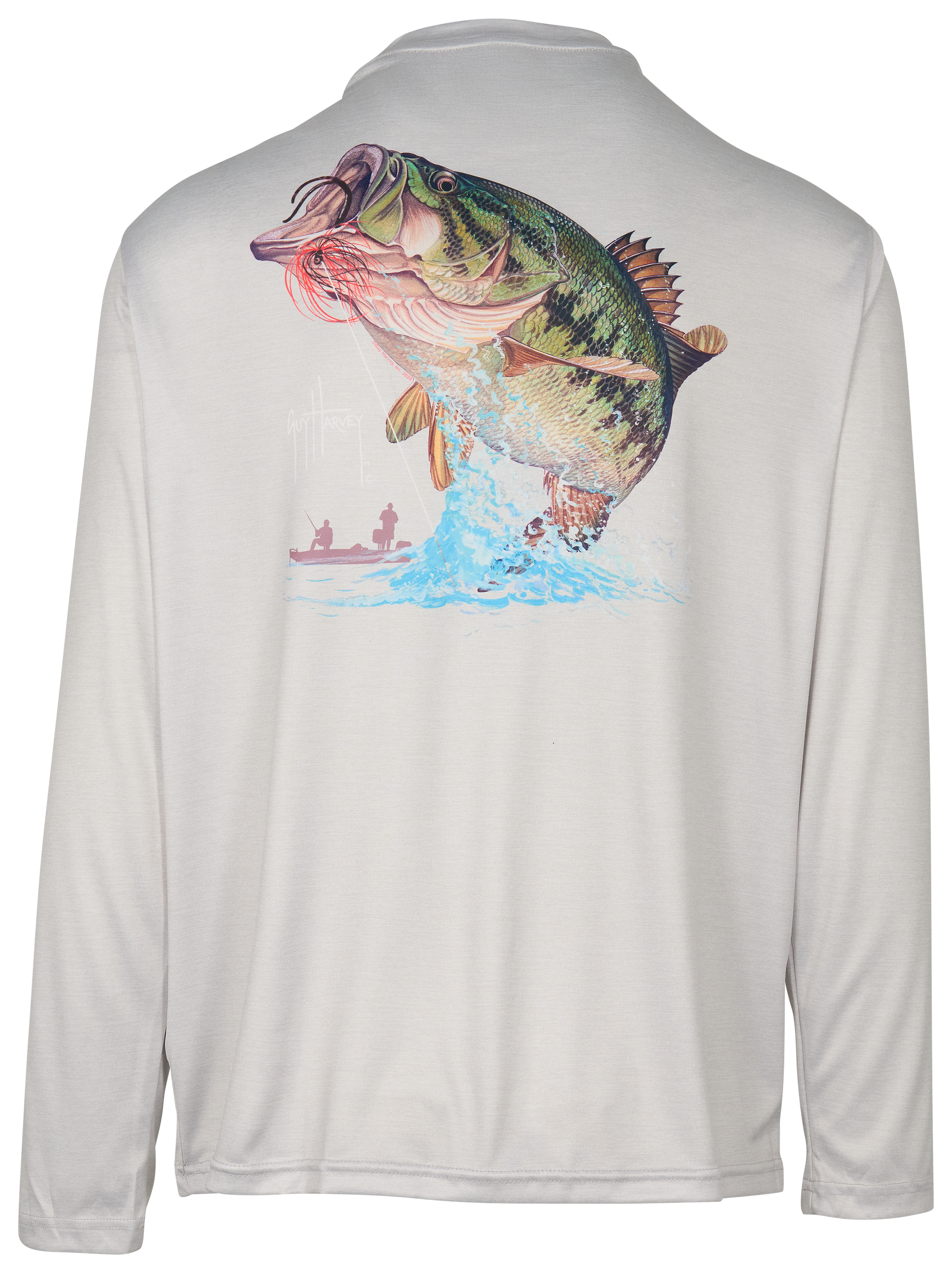 Image of Guy Harvey Titan Bass Performance Sun Protection Long-Sleeve Shirt - Sport Grey Heather