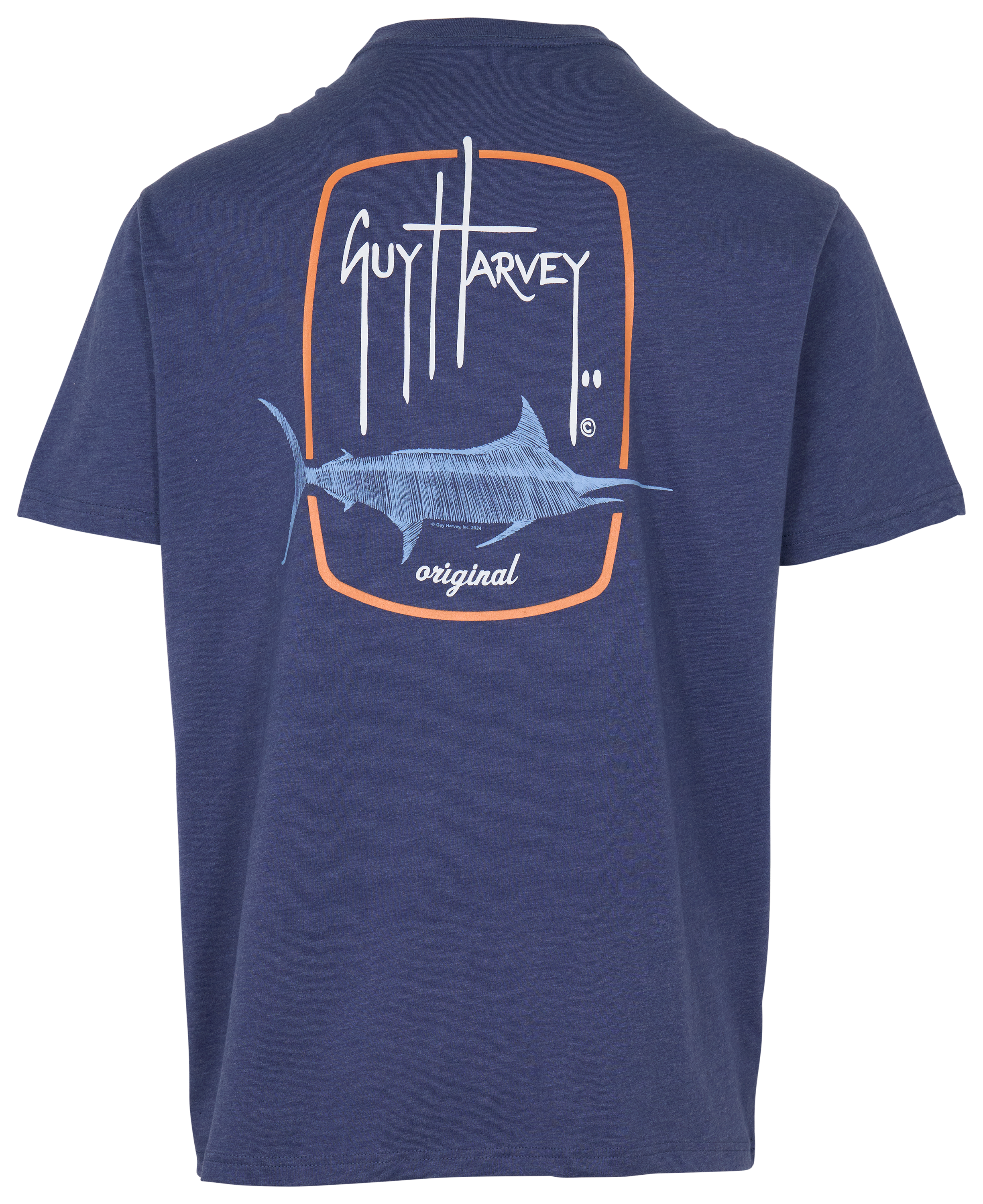 Image of Guy Harvey Barrel Scribble Lightweight Short-Sleeve T-Shirt - Crown Blue Heather