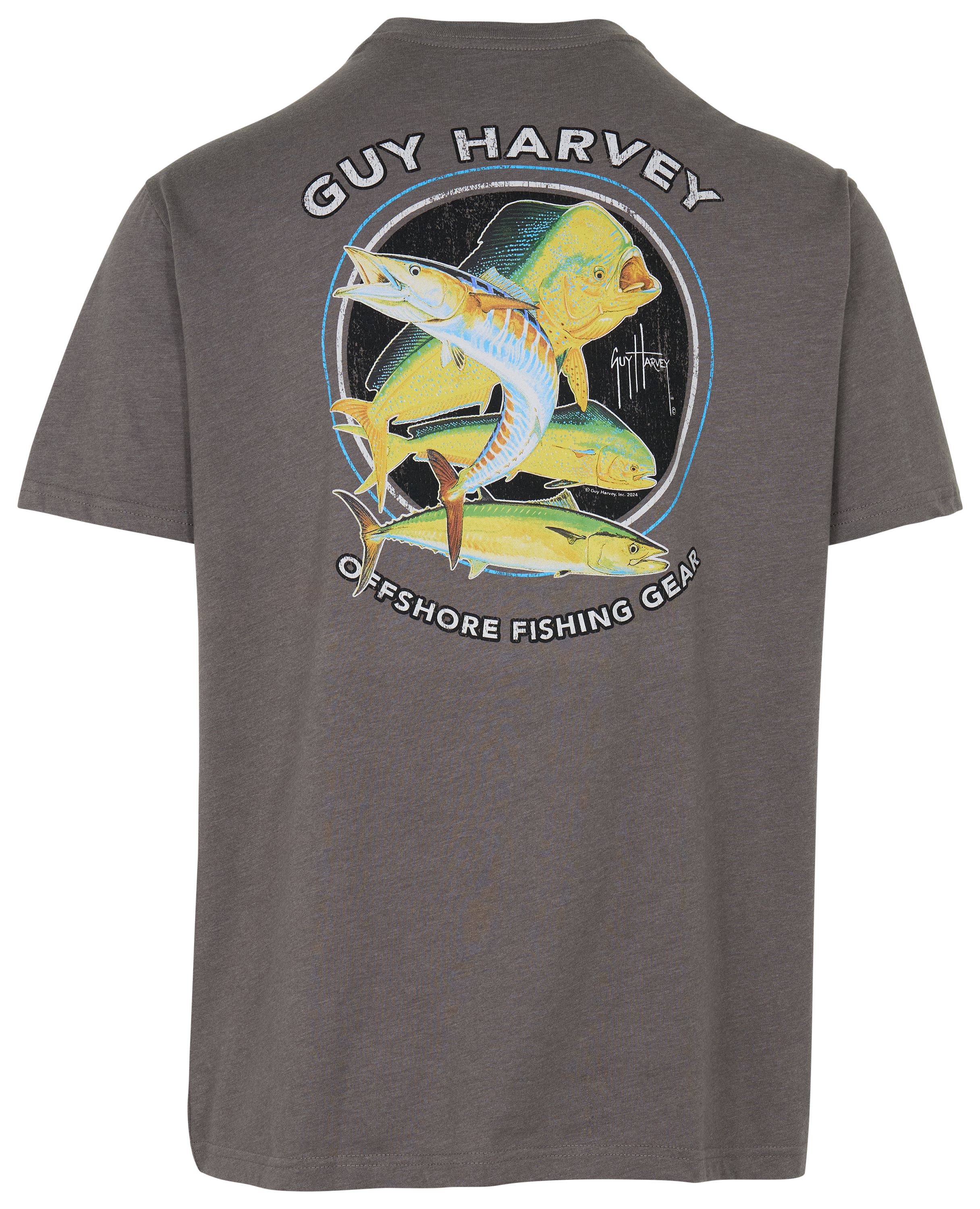 Image of Guy Harvey Offshore Fishing Gear Short-Sleeve T-Shirt - Charcoal Heather - S