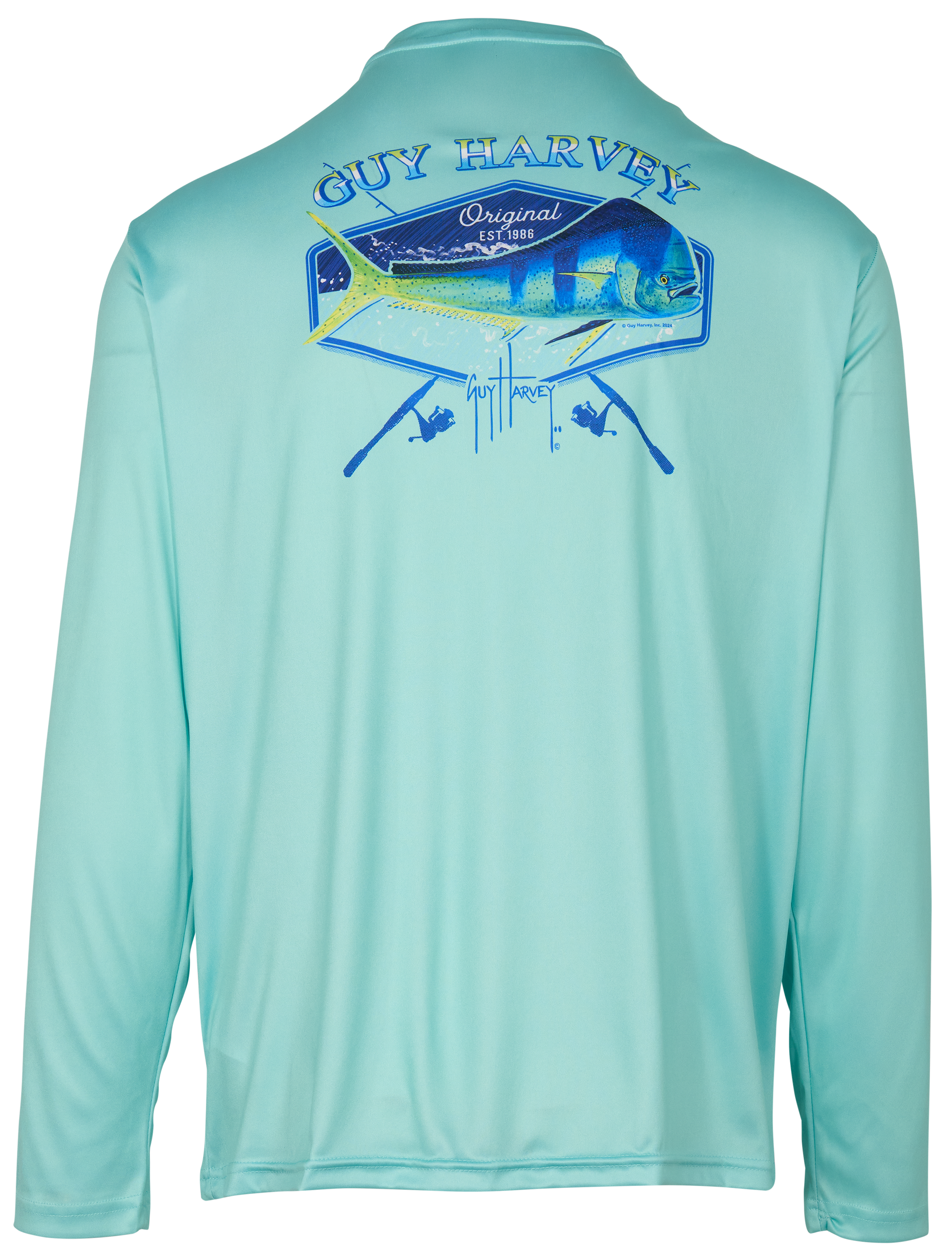 Image of Guy Harvey Mahi Hex Long-Sleeve T-Shirt - Beach Glass - XL