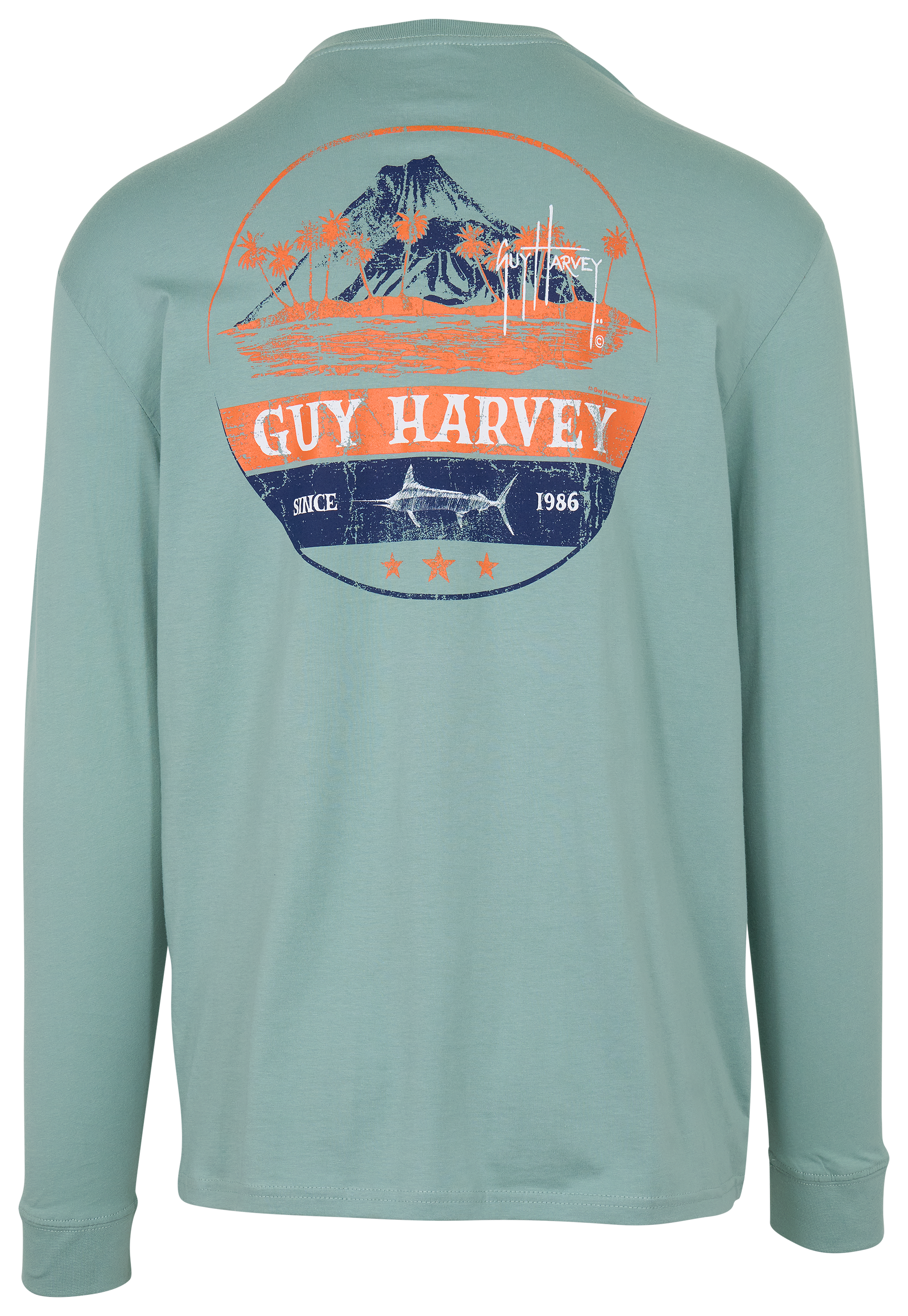 Image of Guy Harvey Volcano Long-Sleeve T-Shirt - Blue Surf