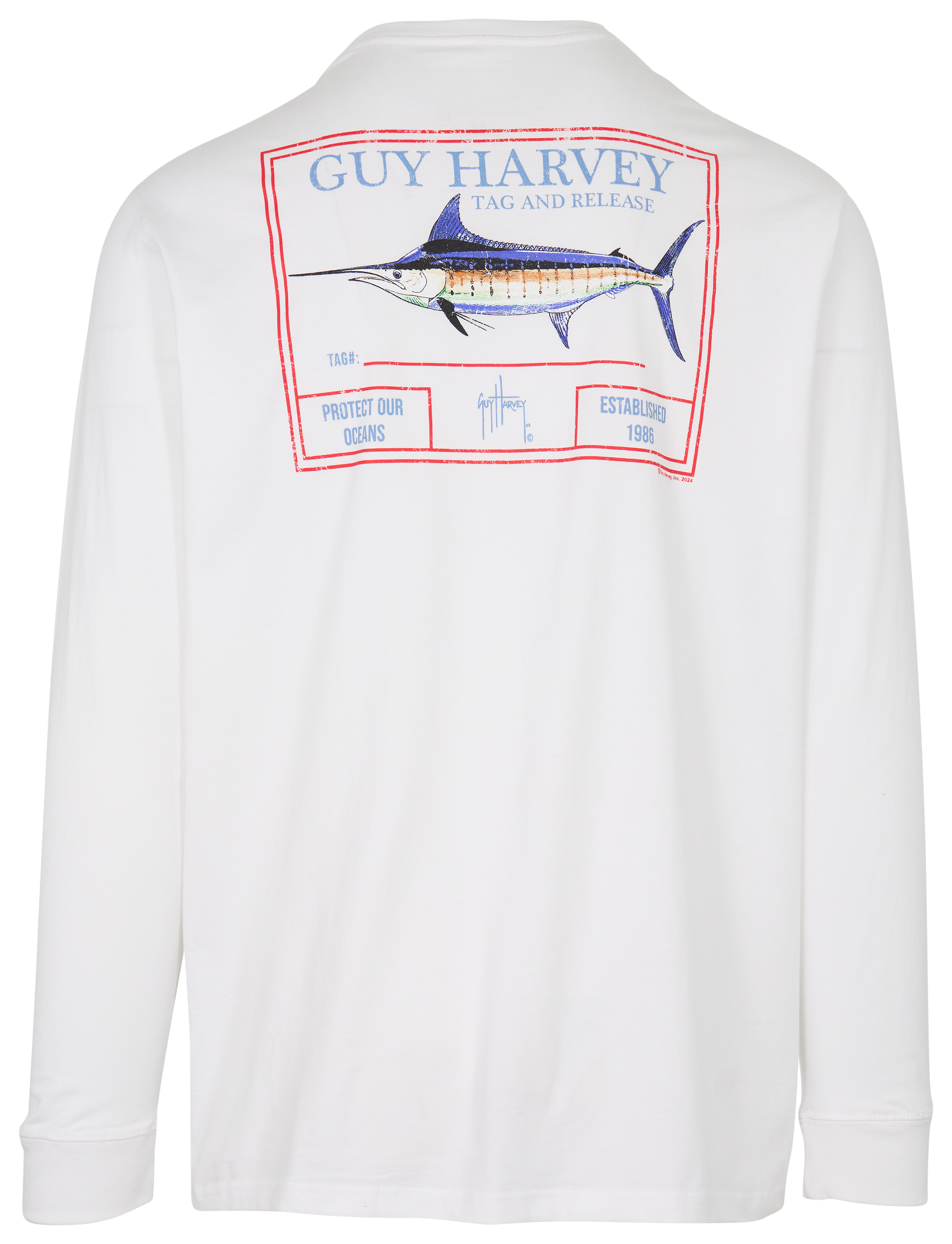 Image of Guy Harvey Tag and Release Long-Sleeve T-Shirt - Bright White