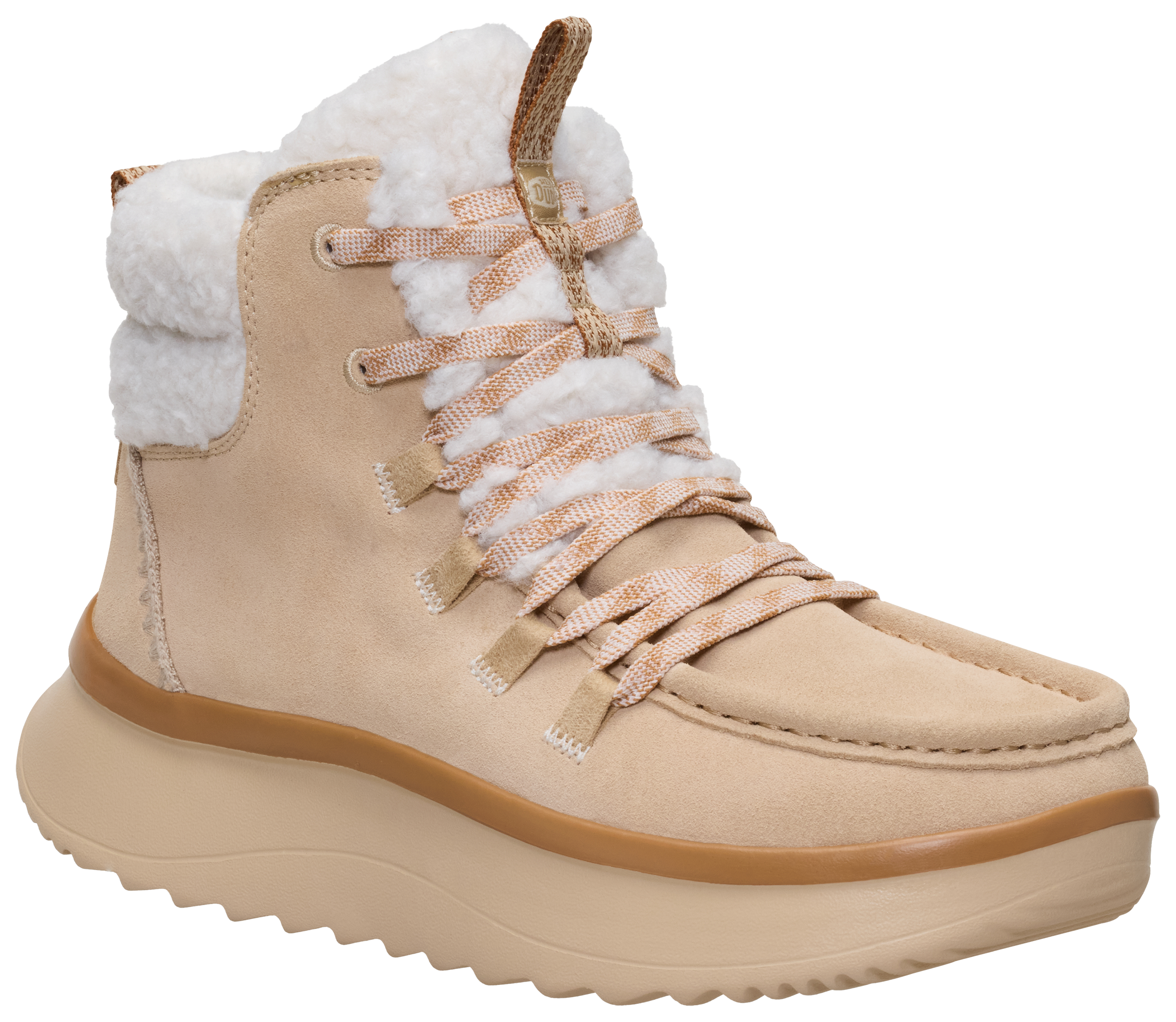 Image of HEYDUDE Wendy Peak Apres Suede Cozy Boots for Ladies - Tan - 9M