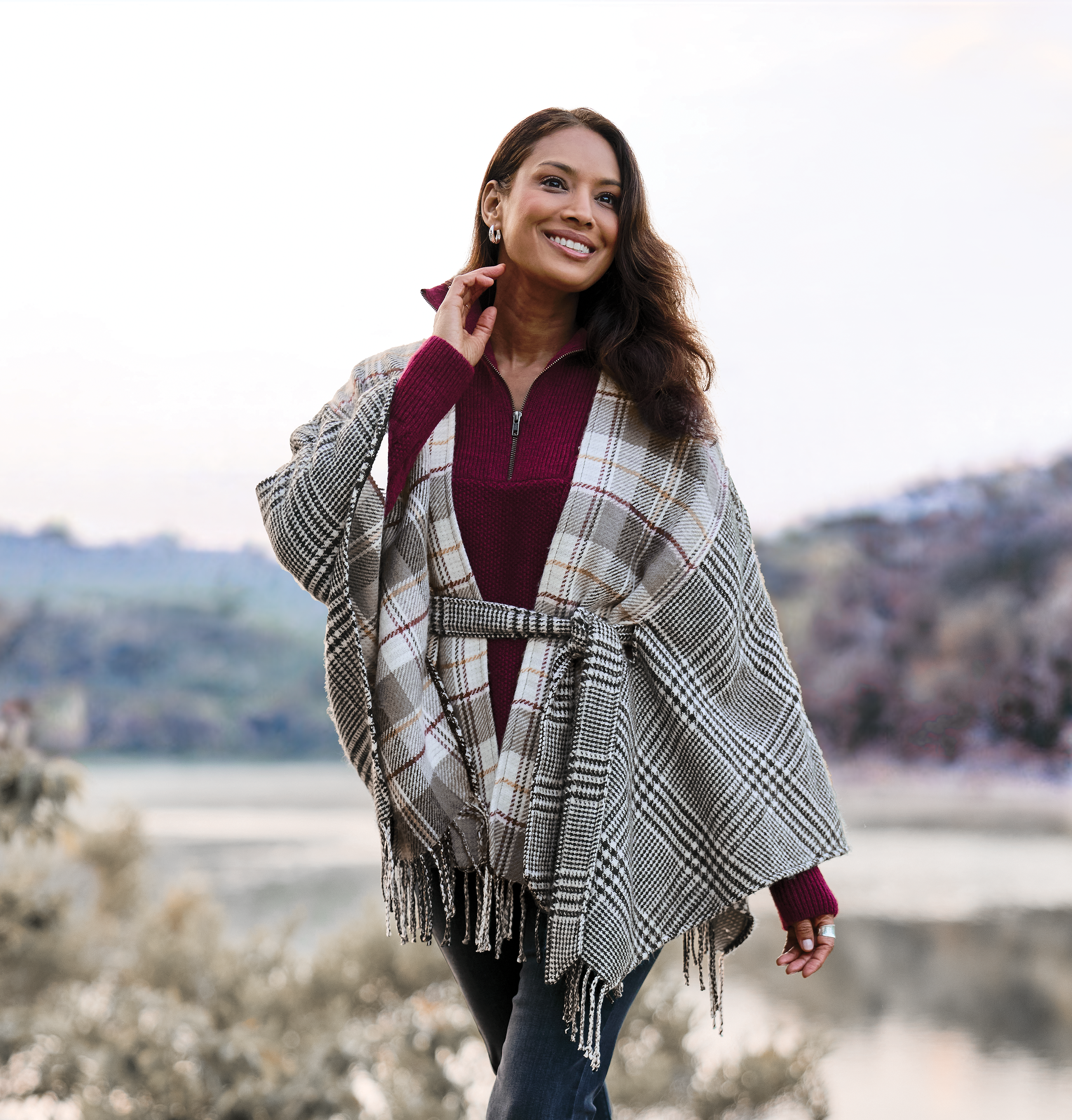 NATURAL REFLECTIONS Tailor Trimmings Belted Ruana