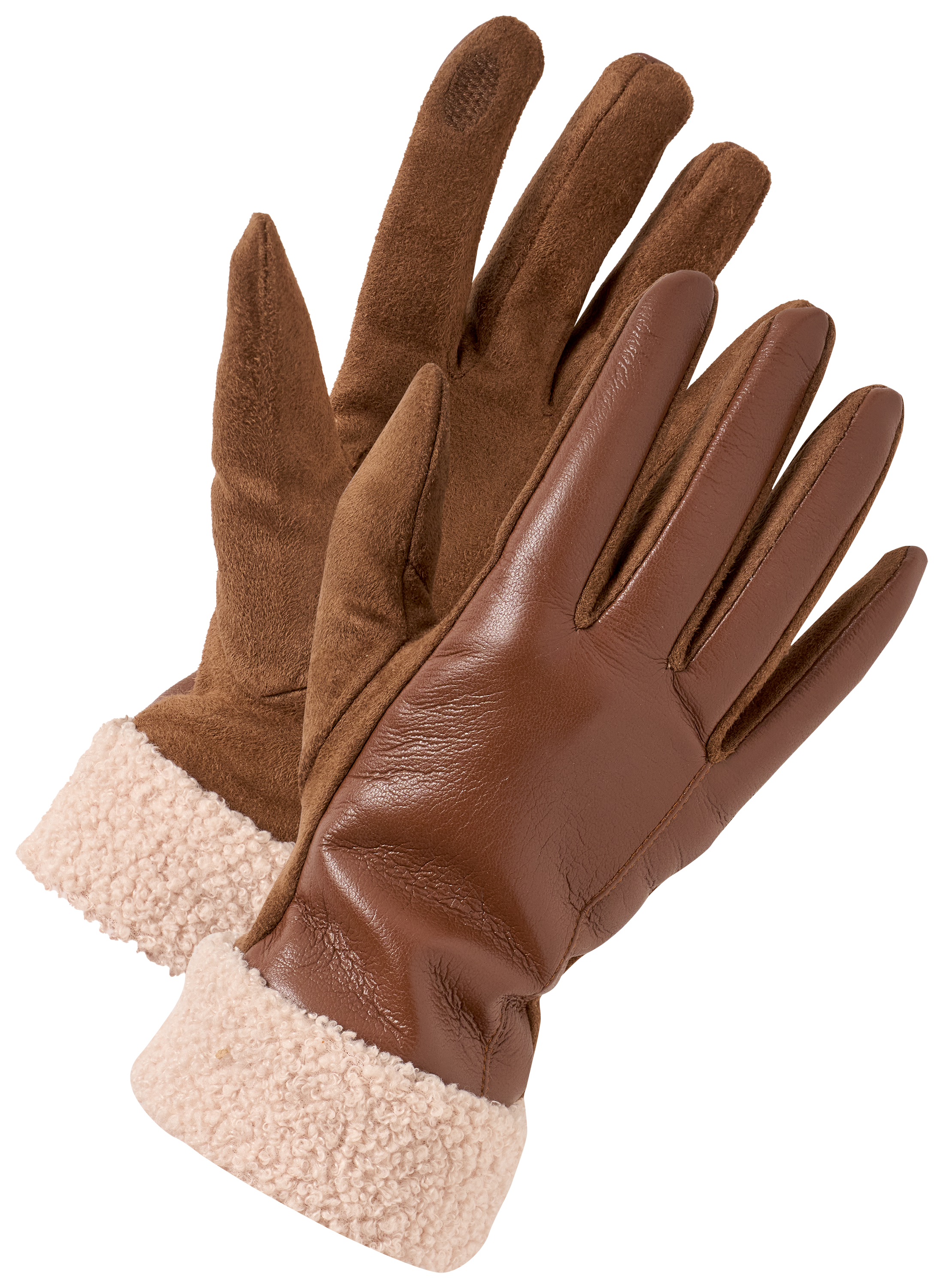 NATURAL REFLECTIONS Faux Leather Sherpa Gloves