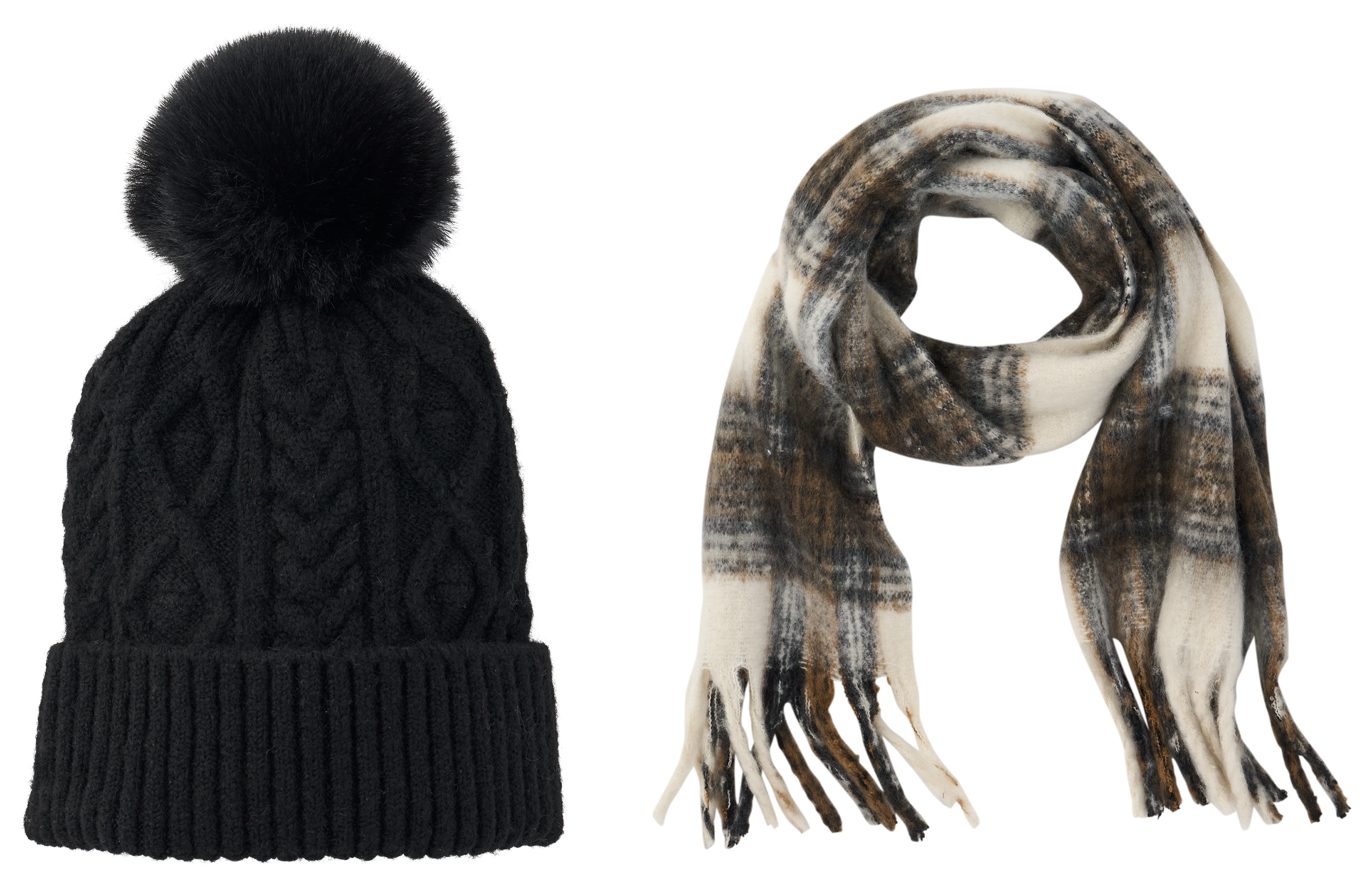 Image of Natural Reflections Fringe Scarf and Beanie