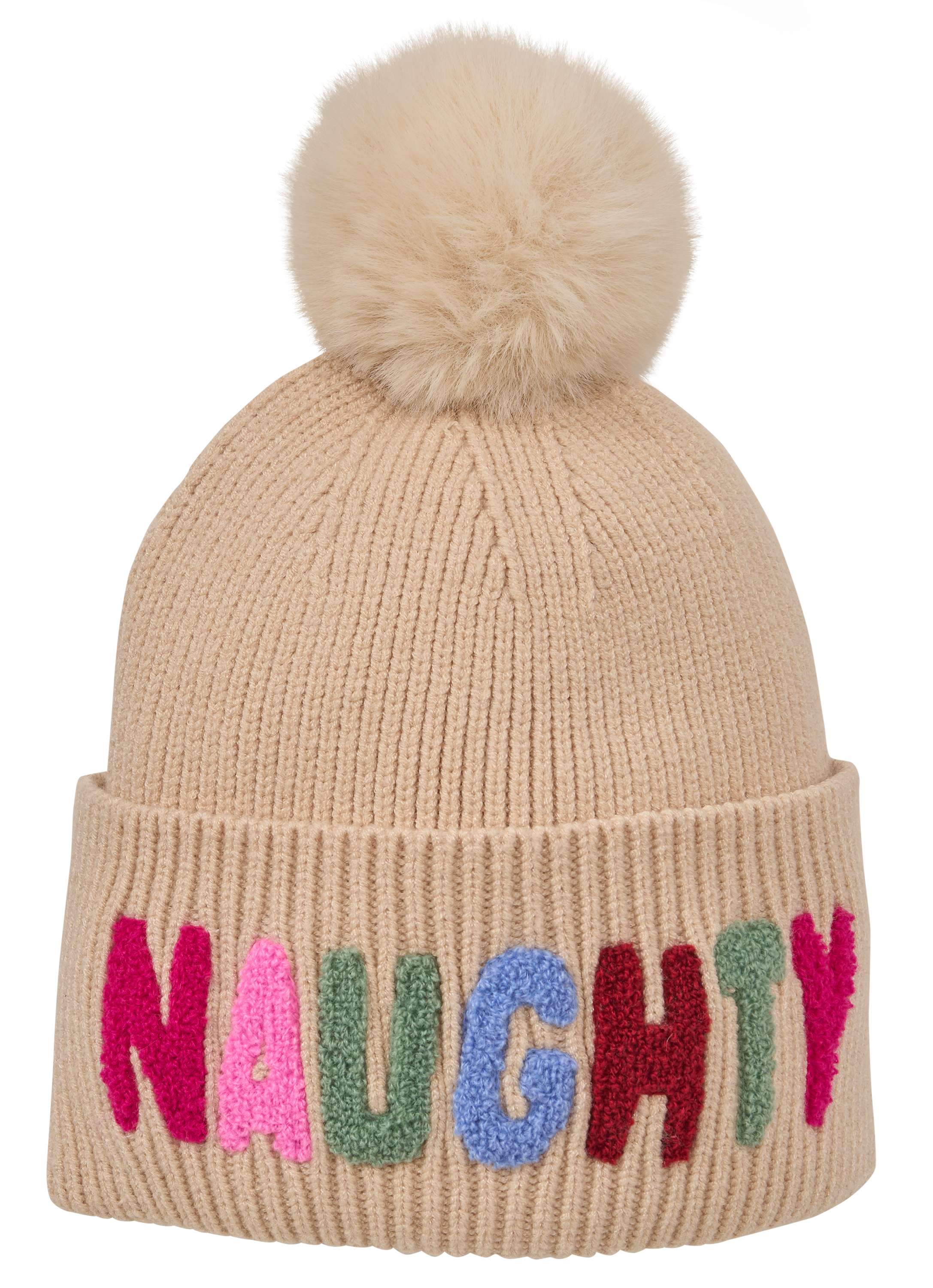 NATURAL REFLECTIONS Holiday Naughty Pom Beanie for Ladies