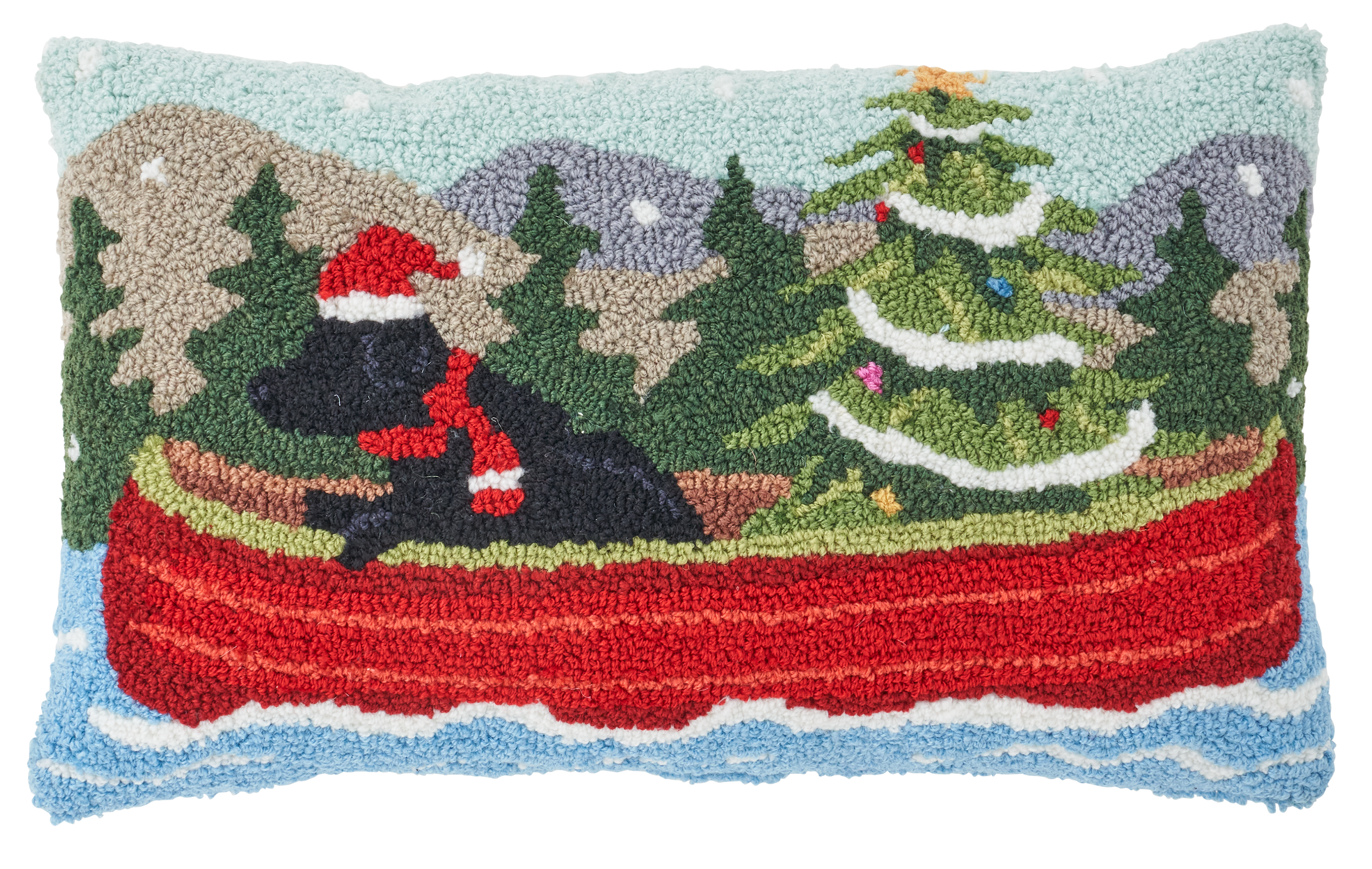 BASS PRO SHOPS Holiday Dog Hooked Pillow