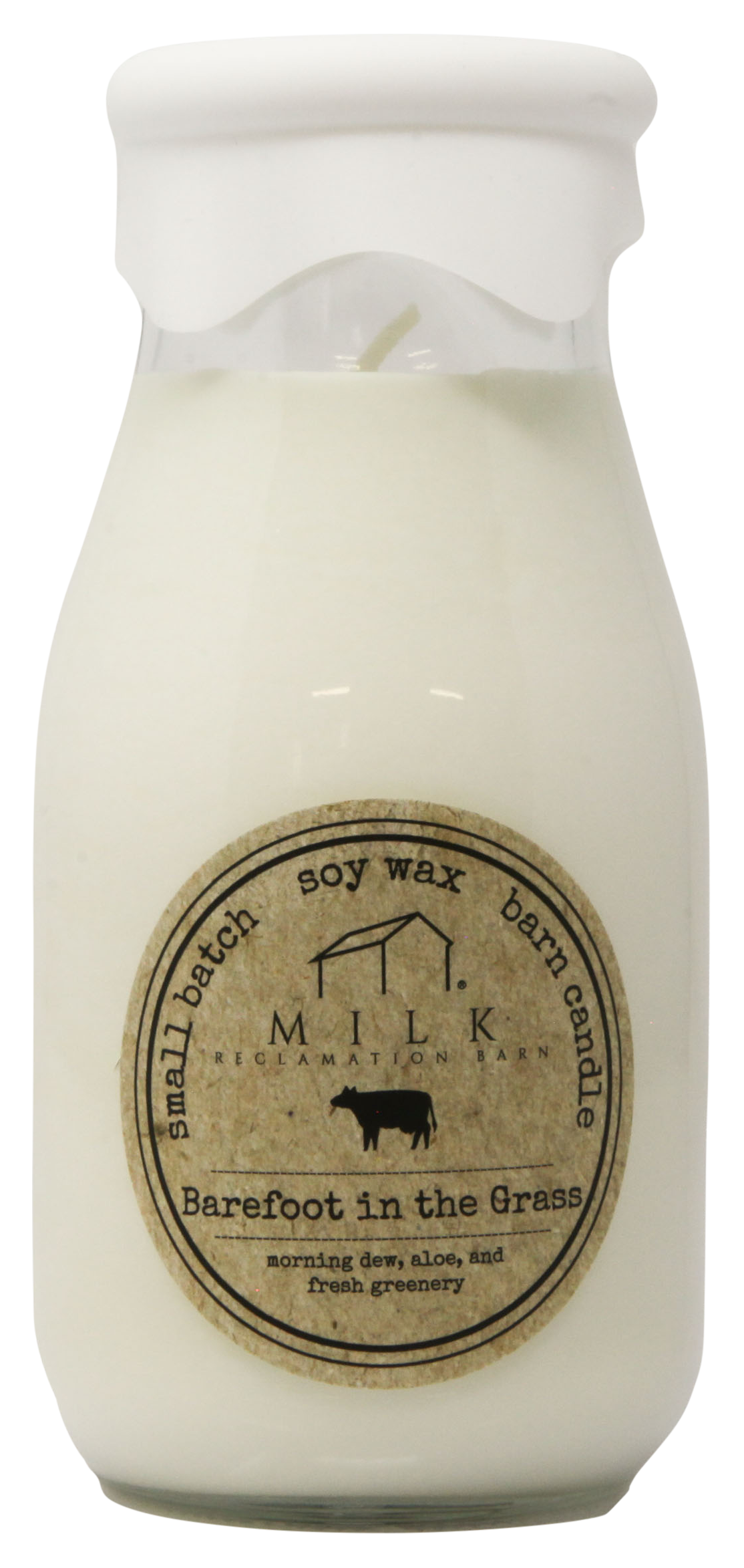 Image of Milk Barn Reclamation Milk Bottle Candle - Barefoot in Grass