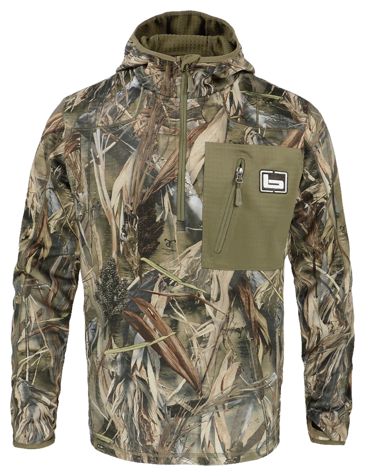 Image of Banded Mid-Layer Fleece Hooded Quarter-Zip Pullover for Men - TrueTimber DRT - XL