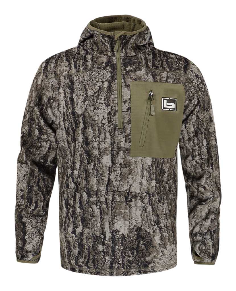 Image of Banded Hooded Mid-Layer Fleece Quarter-Zip Pullover