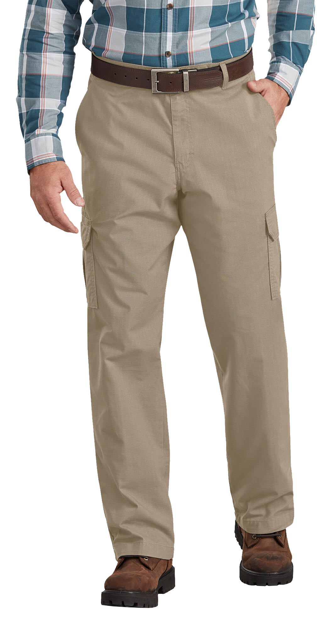 Image of Dickies Tough Max Regular-Fit Ripstop Cargo Pants for Men - Rinsed Desert Sand - 36x30