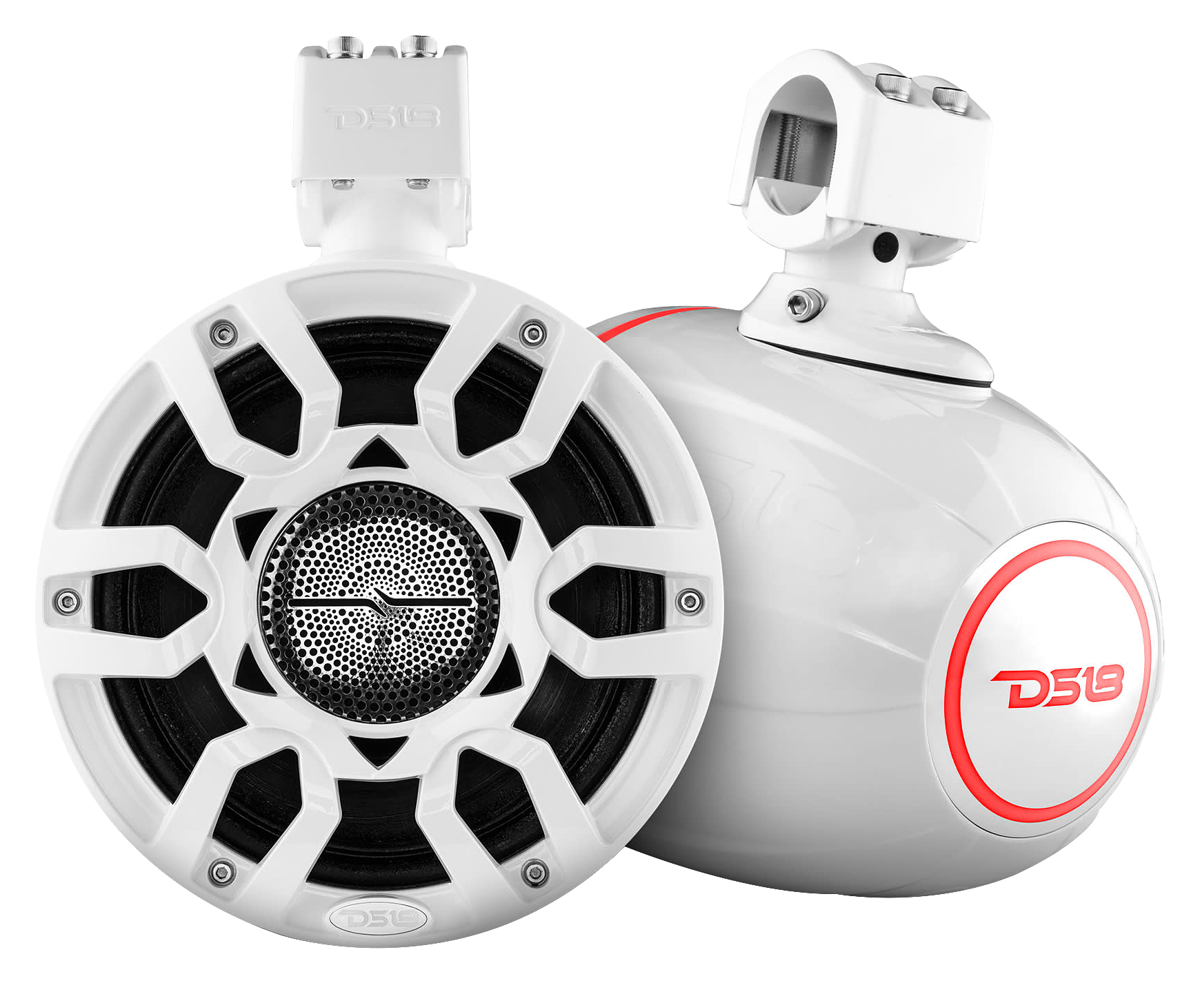 DS18 NXL 8'' Compact Wakeboard Tower Speakers with PRO-HY8.4 and Speaker Cover - White