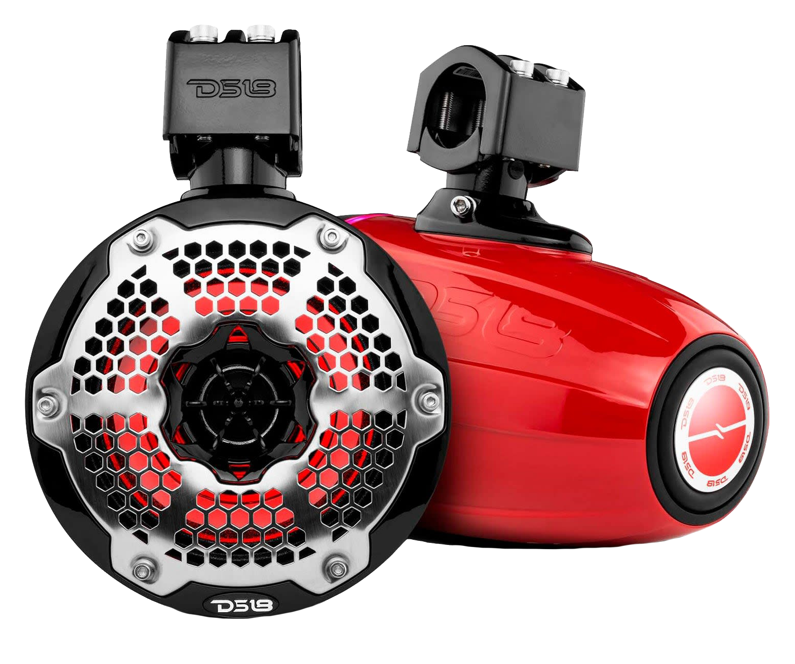 Image of "DS18 NXL 6.5"" Neodymium Marine Towers with Built-In Passive Radiator, Driver, and LED RGB Lights"