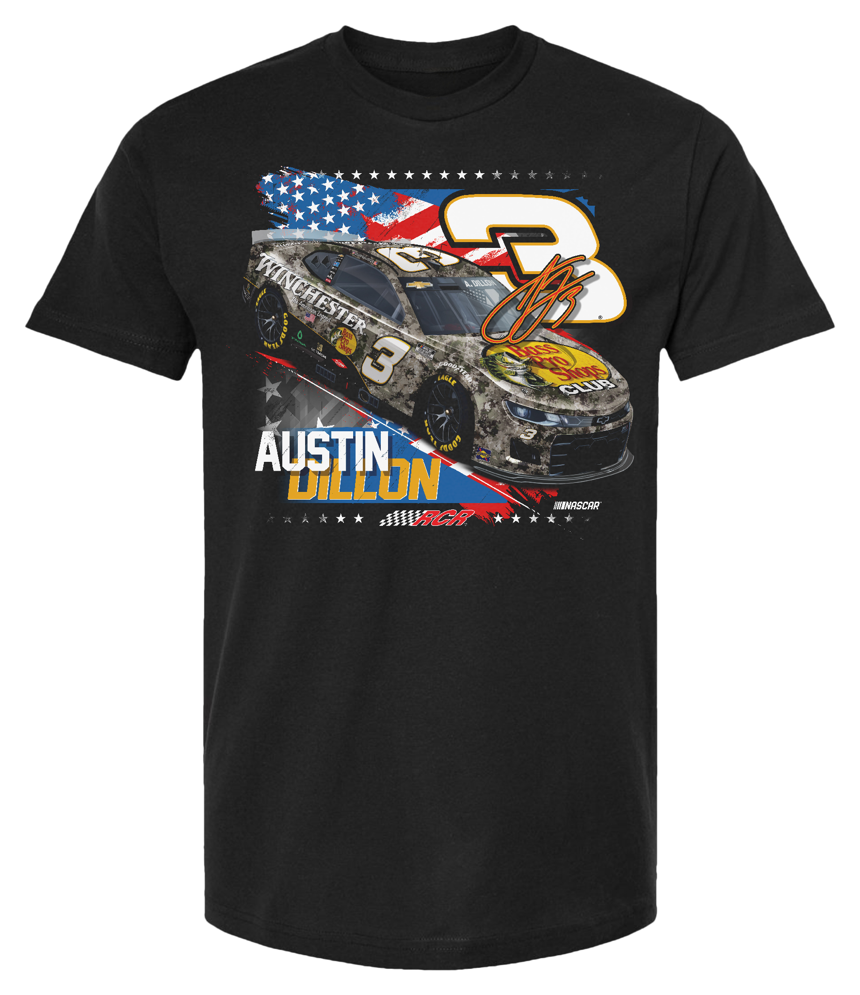 Image of NASCAR Austin Dillon Patriotic Short-Sleeve T-Shirt for Men - Black - L