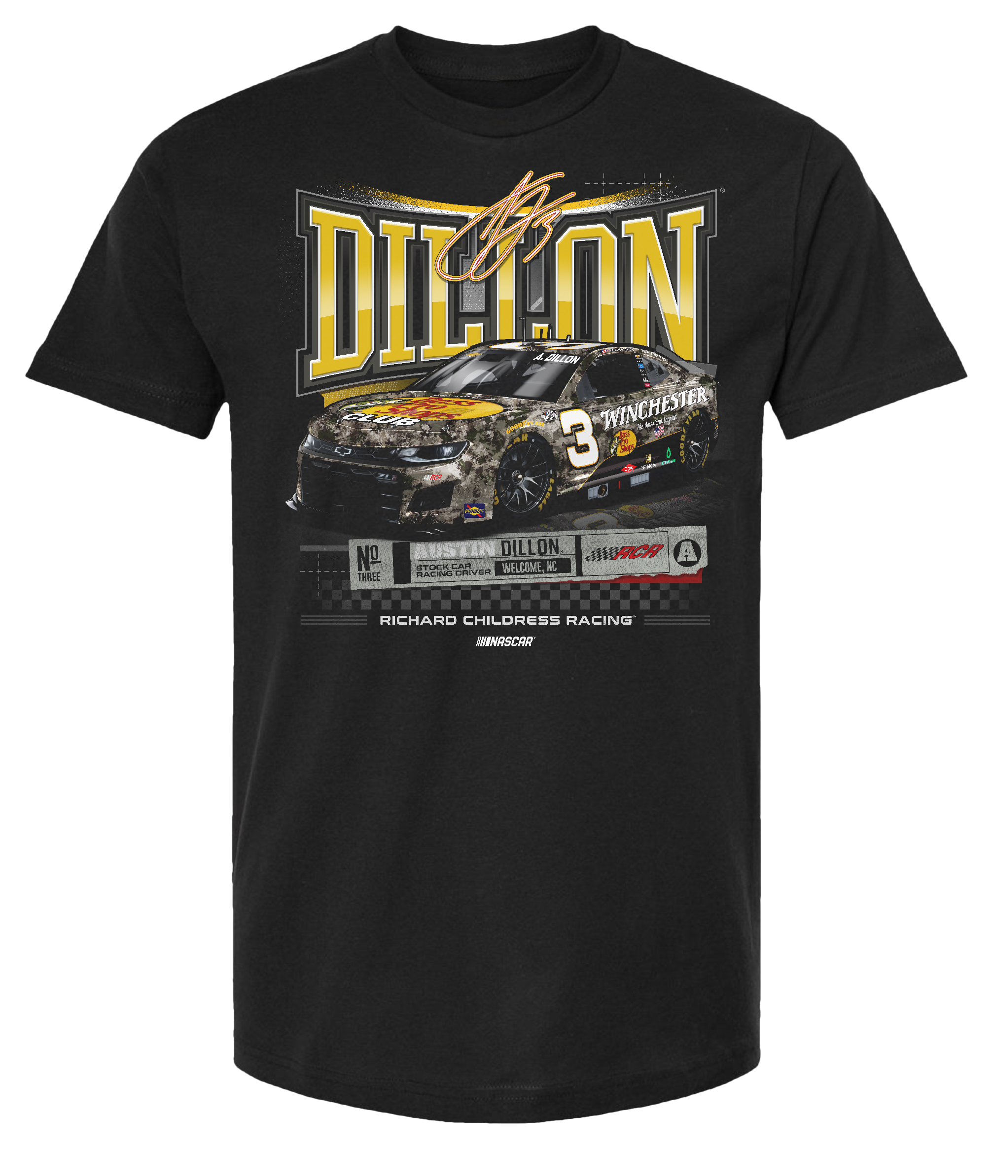 Image of NASCAR Austin Dillon Racing Team Downforce Short-Sleeve T-Shirt for Men - Black - 3XL