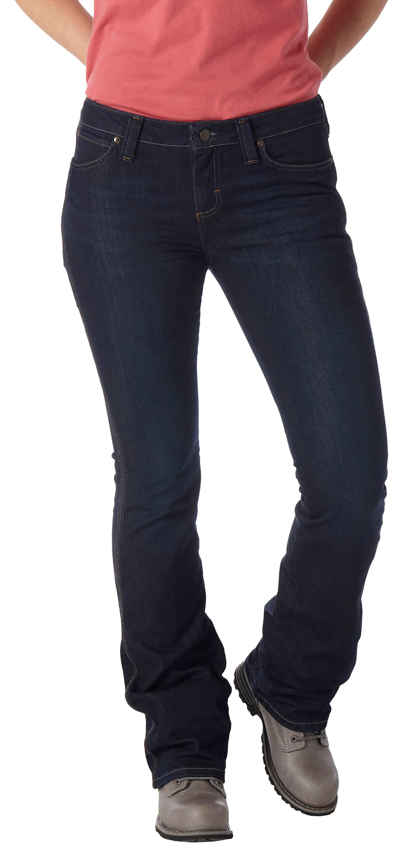 Image of Wrangler Riggs Workwear 5-Pocket Boot-Cut Work Jeans for Ladies - Dark Rinse - 4x34