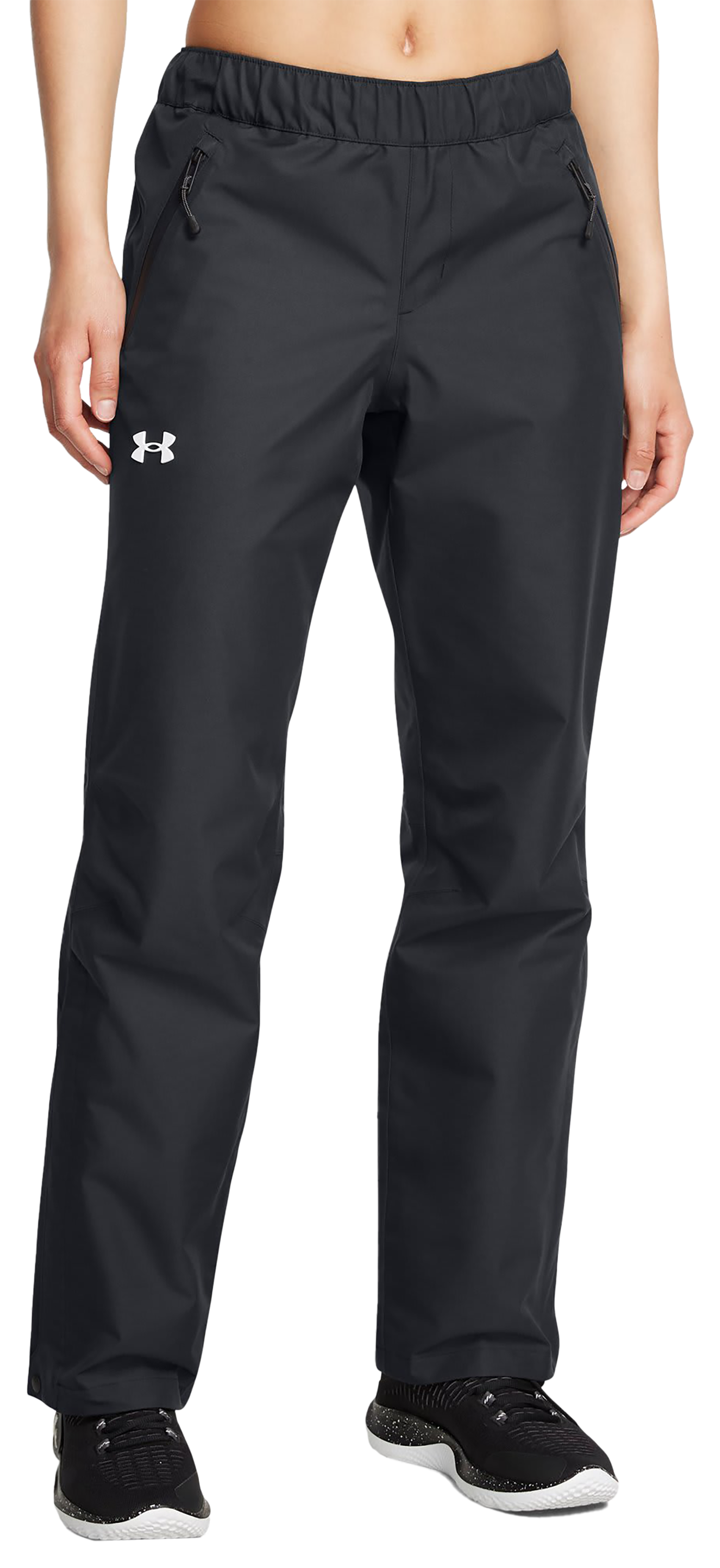 Image of Under Armour Stormproof Lined Rain Pants for Ladies - Black/White - XXLT