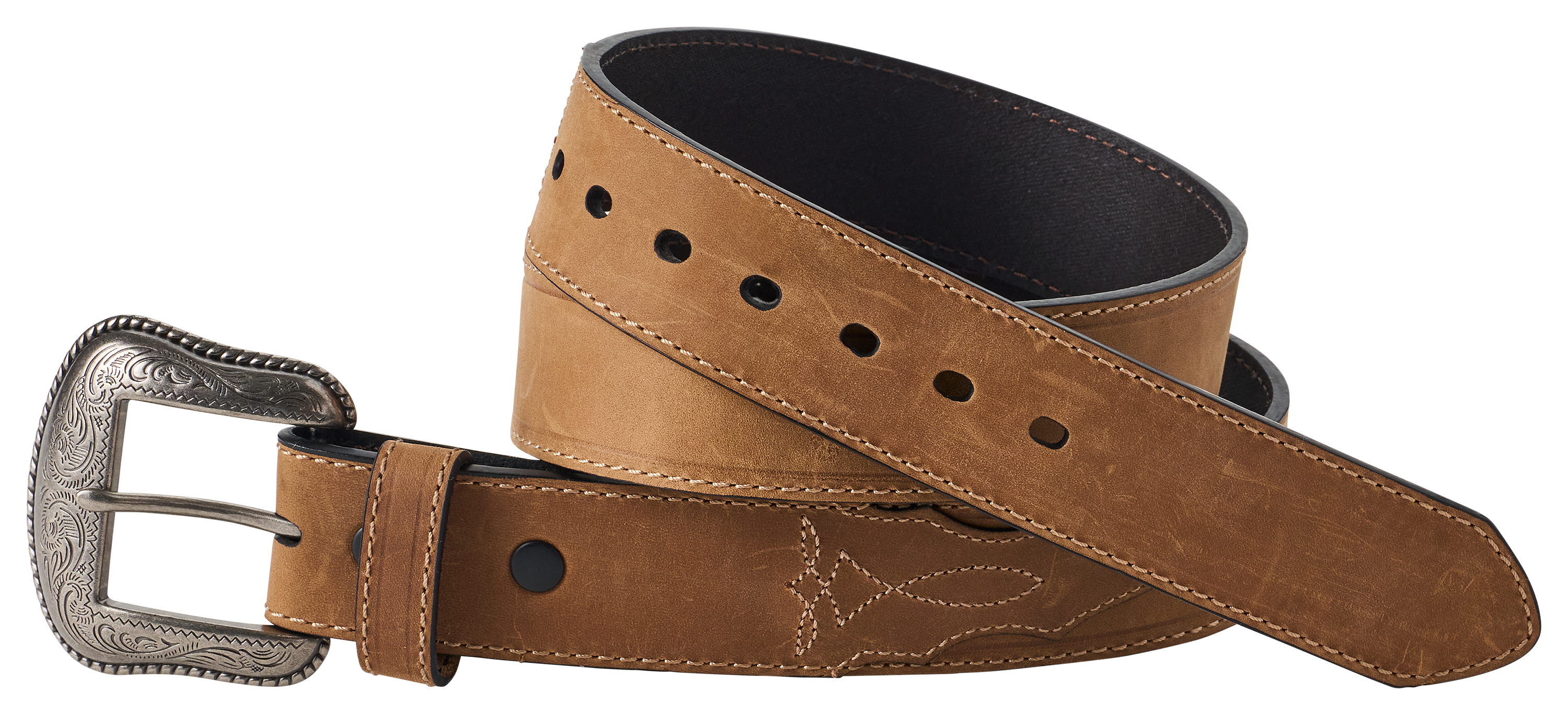 Image of RedHead Ranch Toe Bug Stitched Tab Belt - Brown/Brown