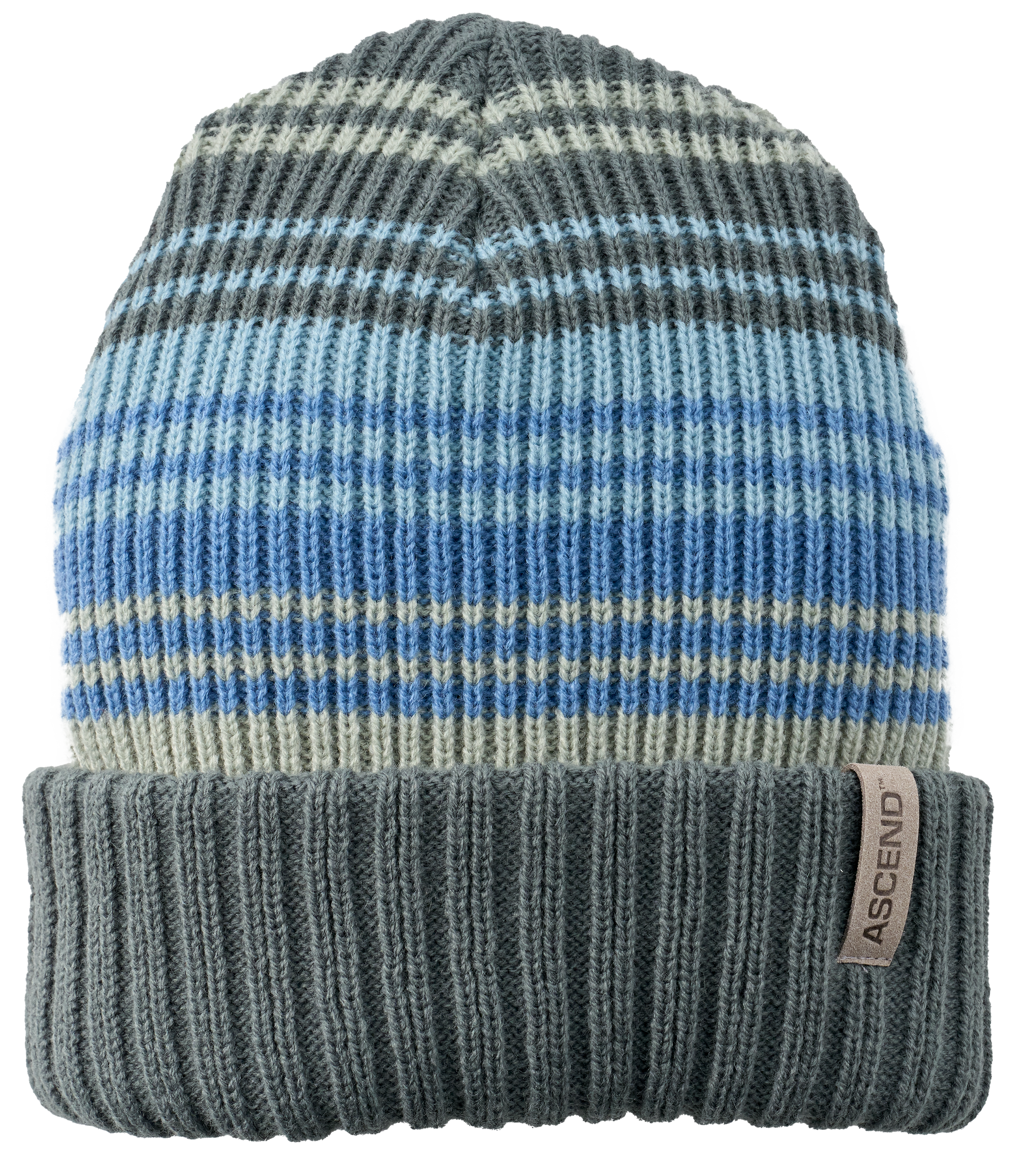 Image of Ascend Stripe Ribbed Cuff Beanie - Copen Blue Stripe