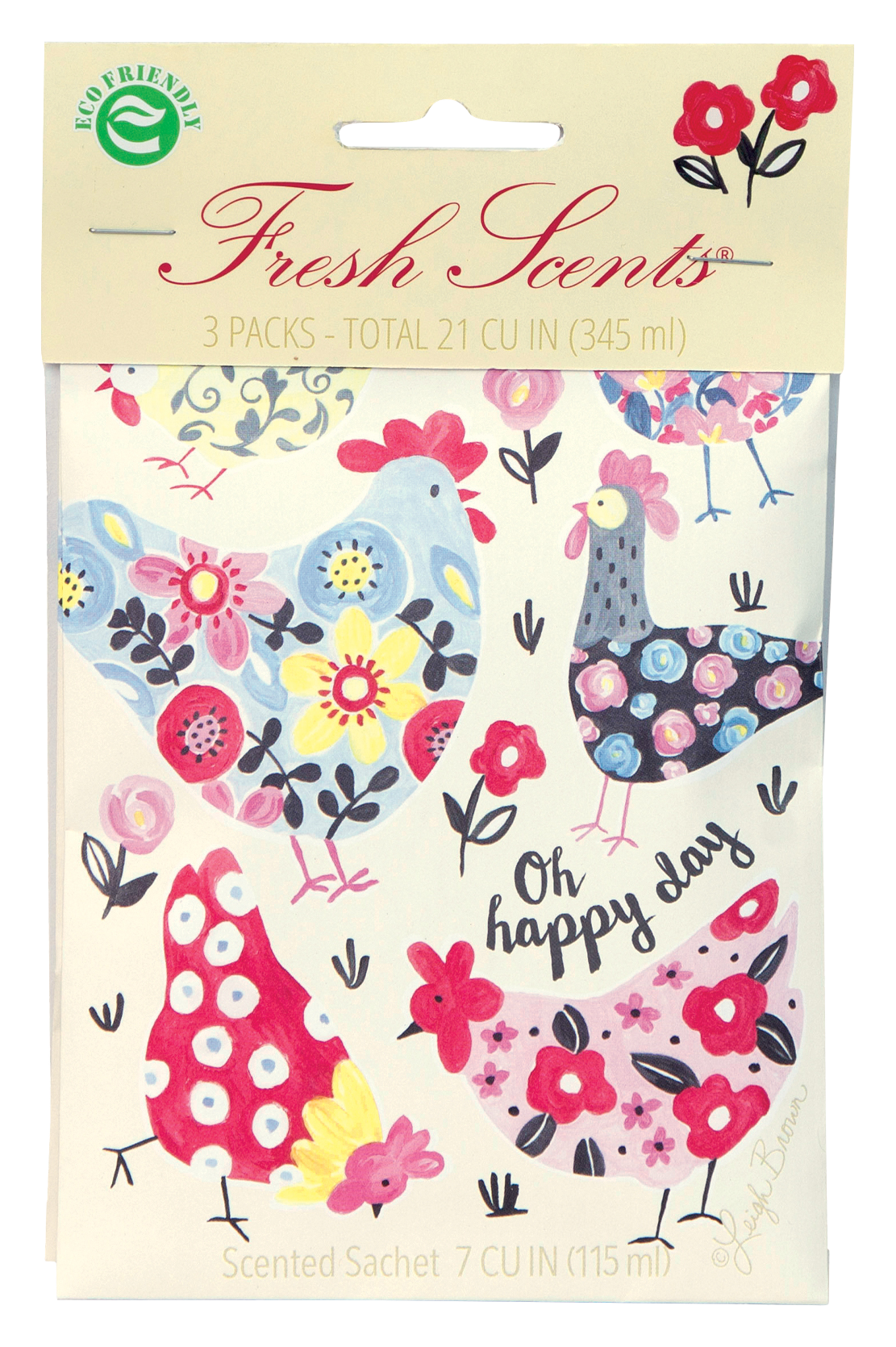 Image of Fresh Scents Happy Day Chickens Fragrance Sachet 3-Pack