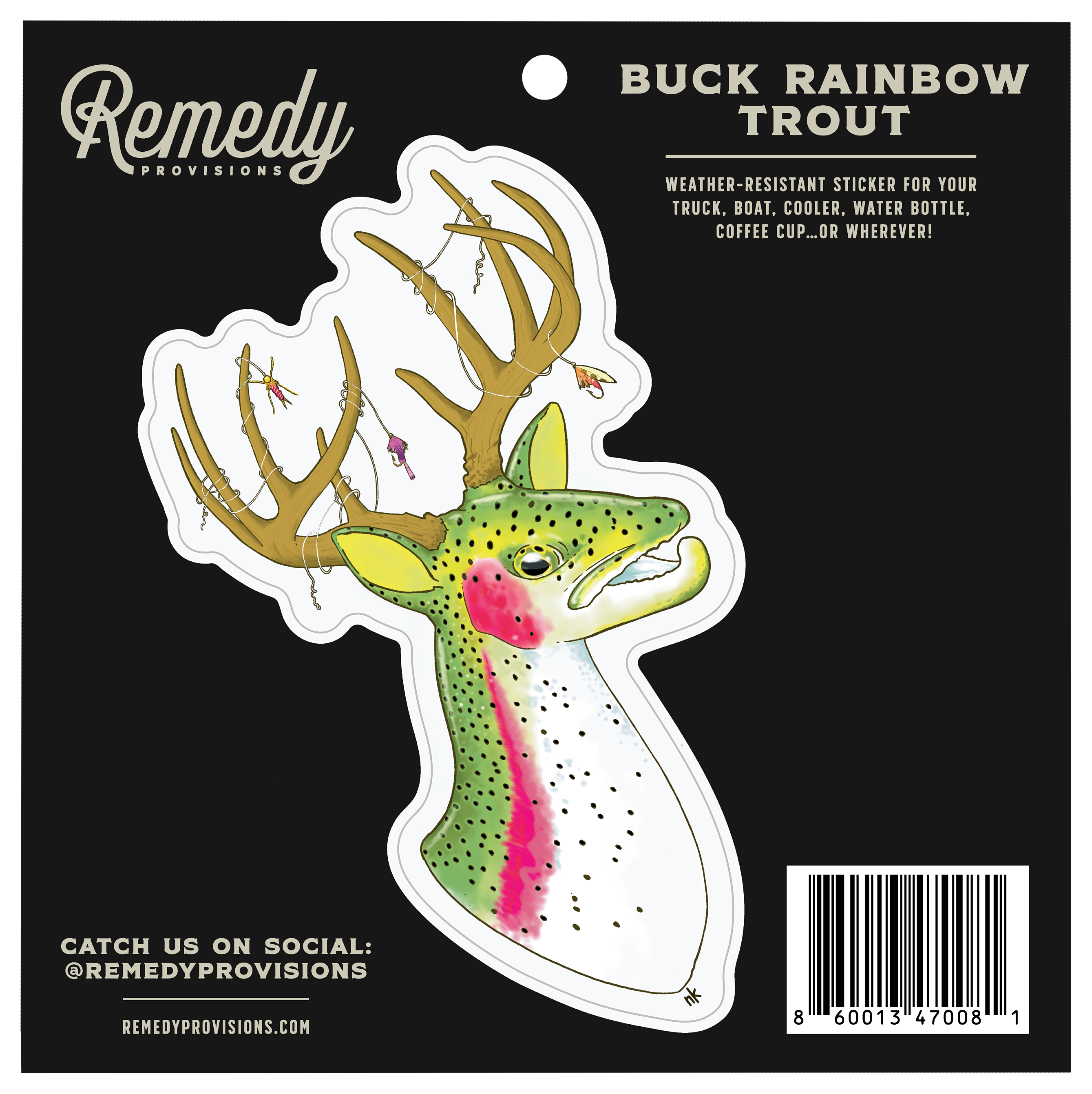 Image of Remedy Provisions Buck Rainbow Trout Sticker