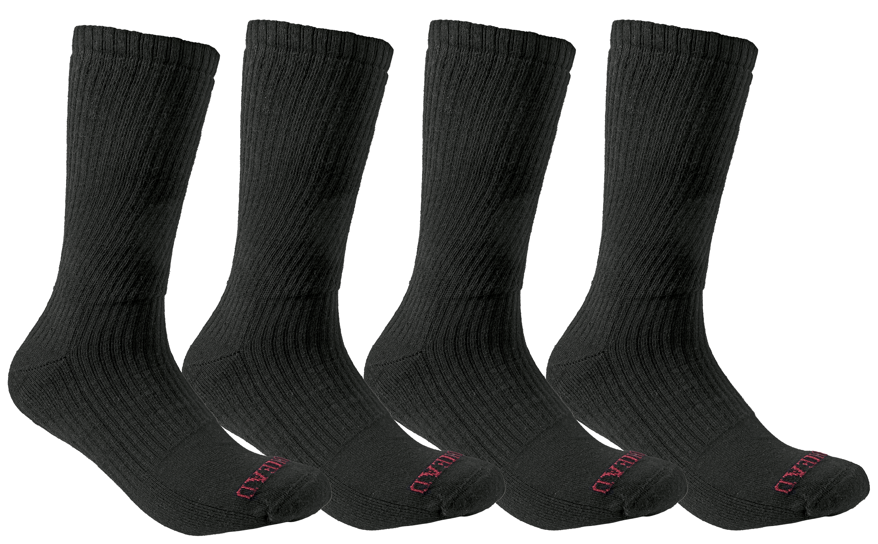 Image of RedHead Premium Cotton Work Socks for Men 4-Pack - Black - M