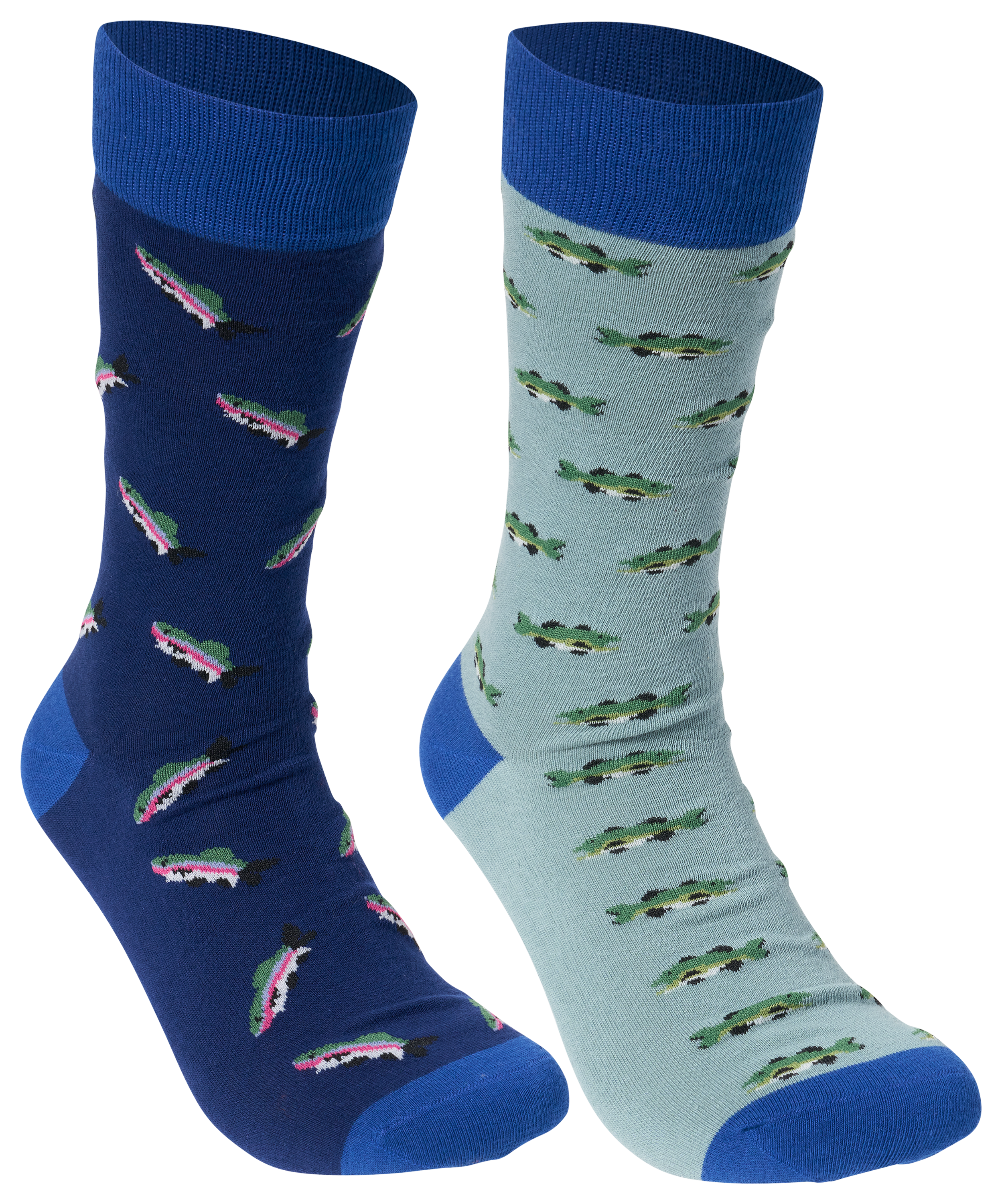 Image of RedHead Novelty Lightweight Crew Socks for Men 2-Pack - Bass/Trout
