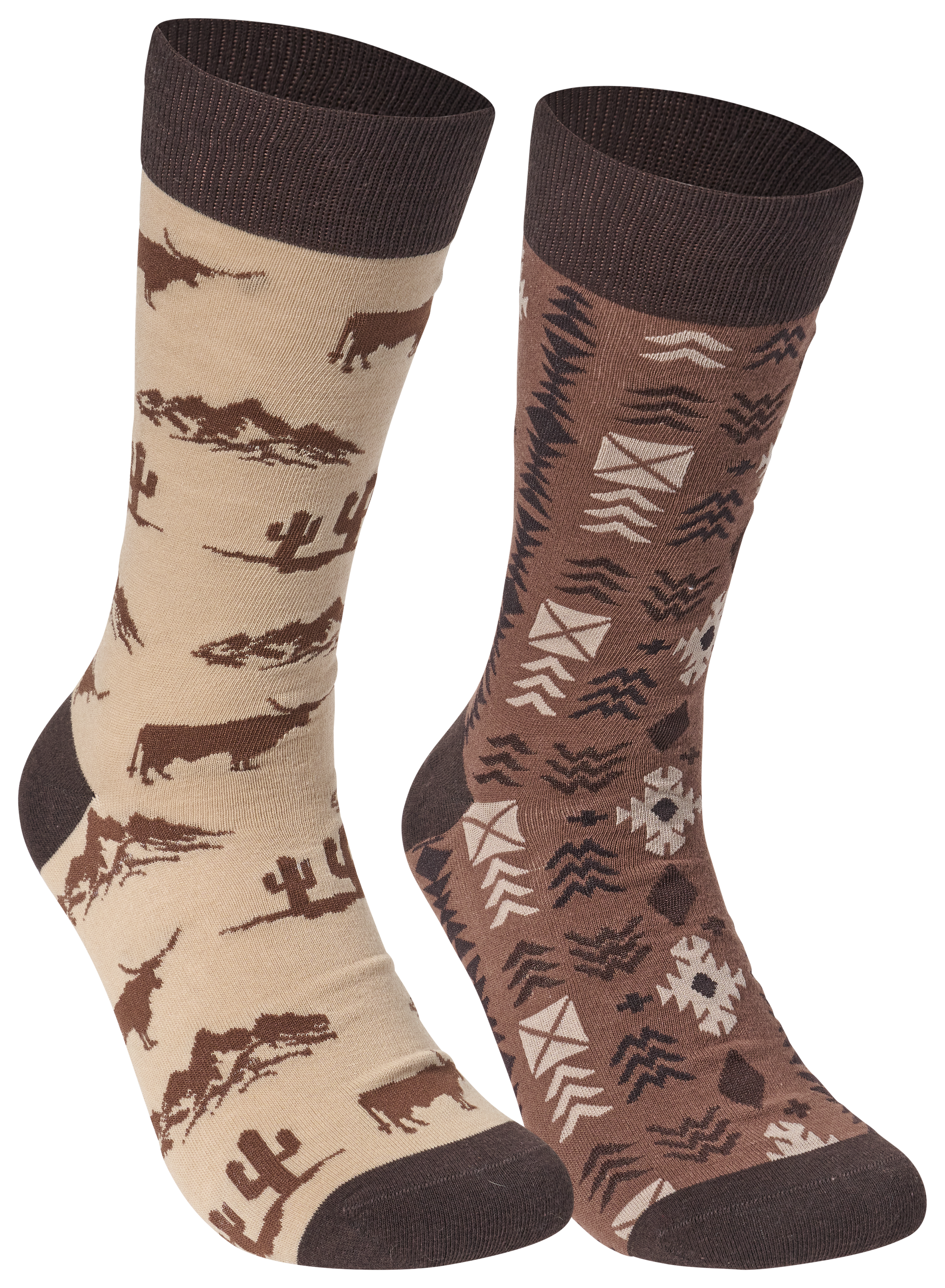 Image of RedHead Novelty Lightweight Crew Socks for Men 2-Pack - Longhorn/Stripe