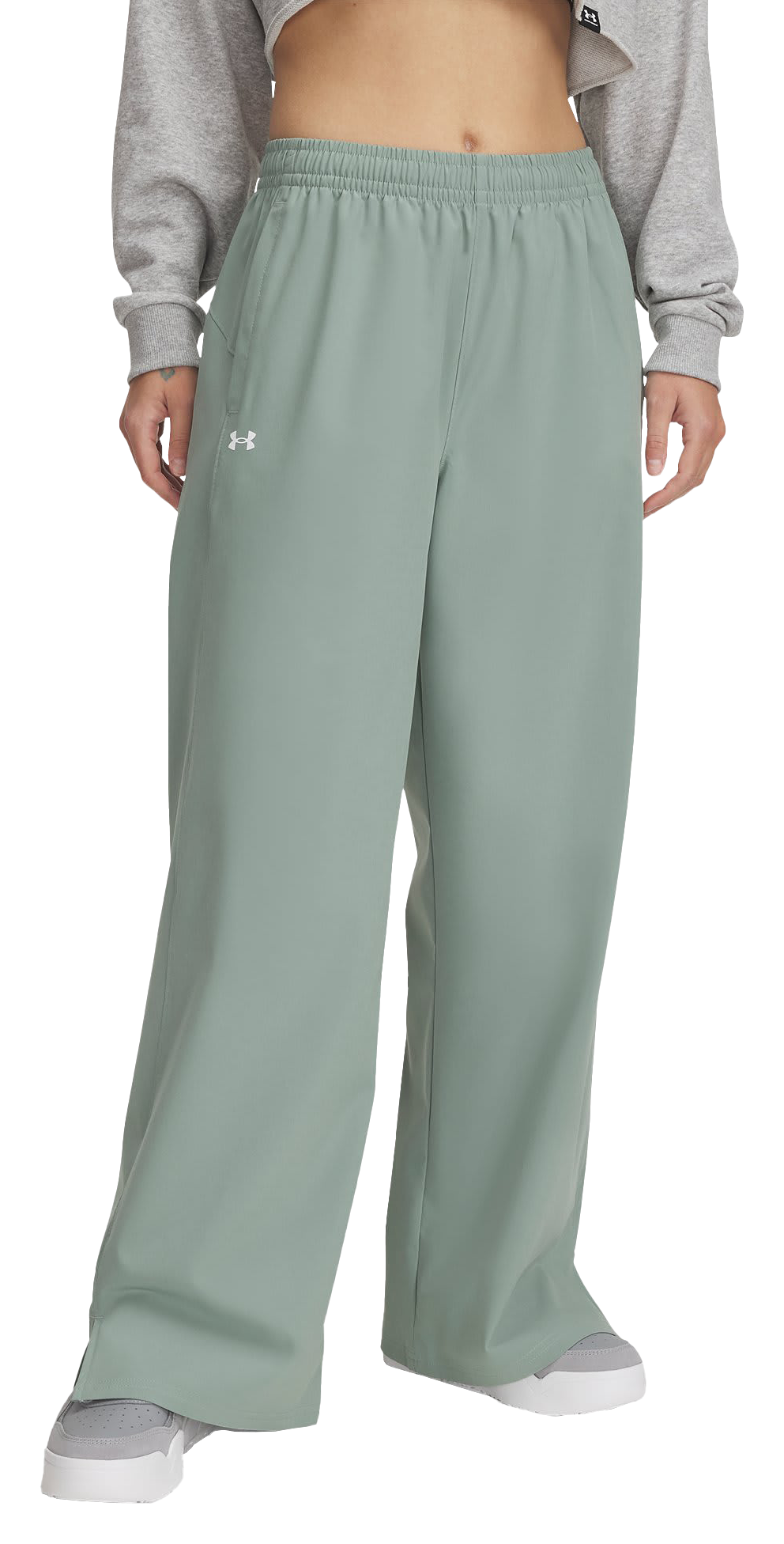 Image of Under Armour Rival Wide-Leg Pants for Ladies - Silica Green/White