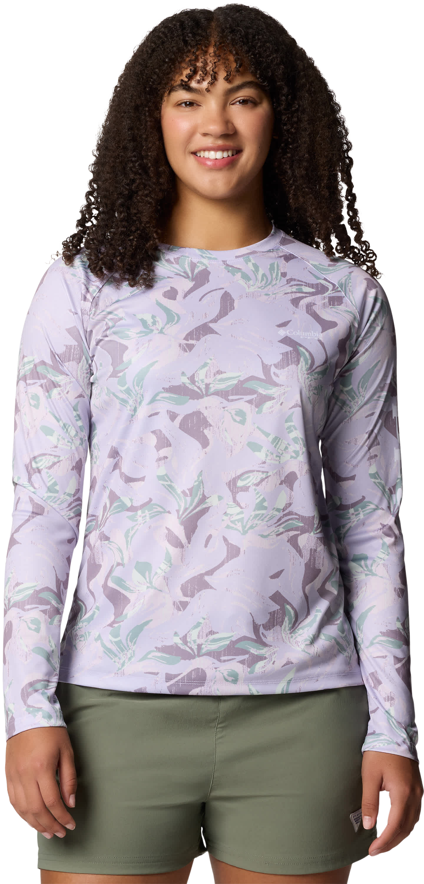 Image of Columbia PFG Super Tidal Tee Long-Sleeve Shirt for Ladies - Lavender Pearl Undertow - S