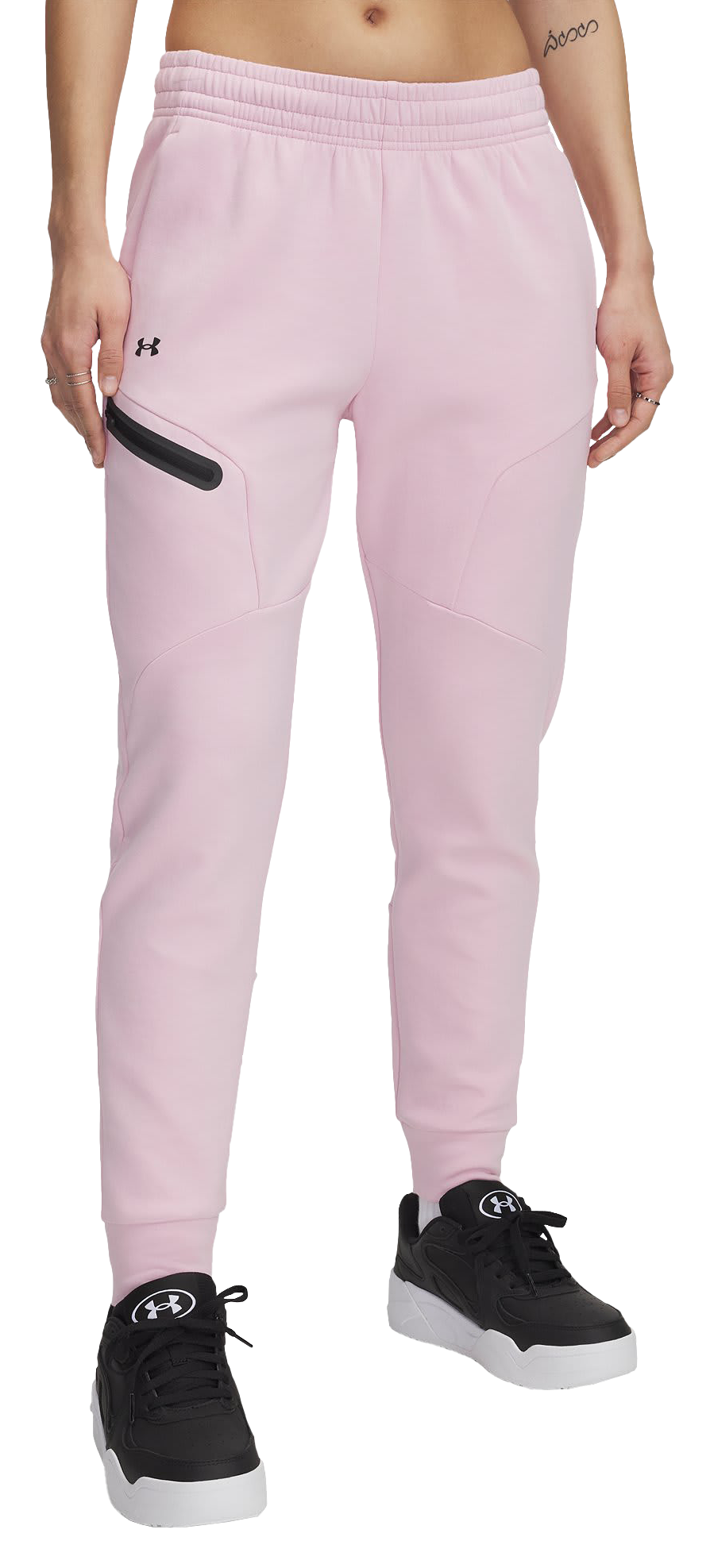 Image of Under Armour Unstoppable Fleece Joggers for Ladies - Prime Pink/Black - XL - Regular