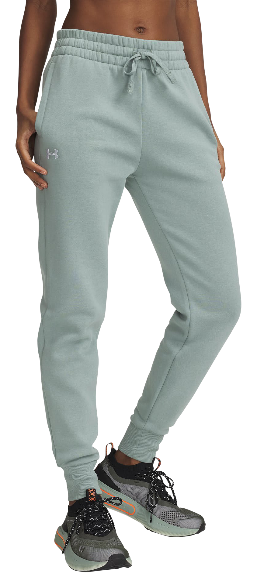Image of Under Armour Rival Fleece Joggers for Ladies - Silica Green/White - XXLT