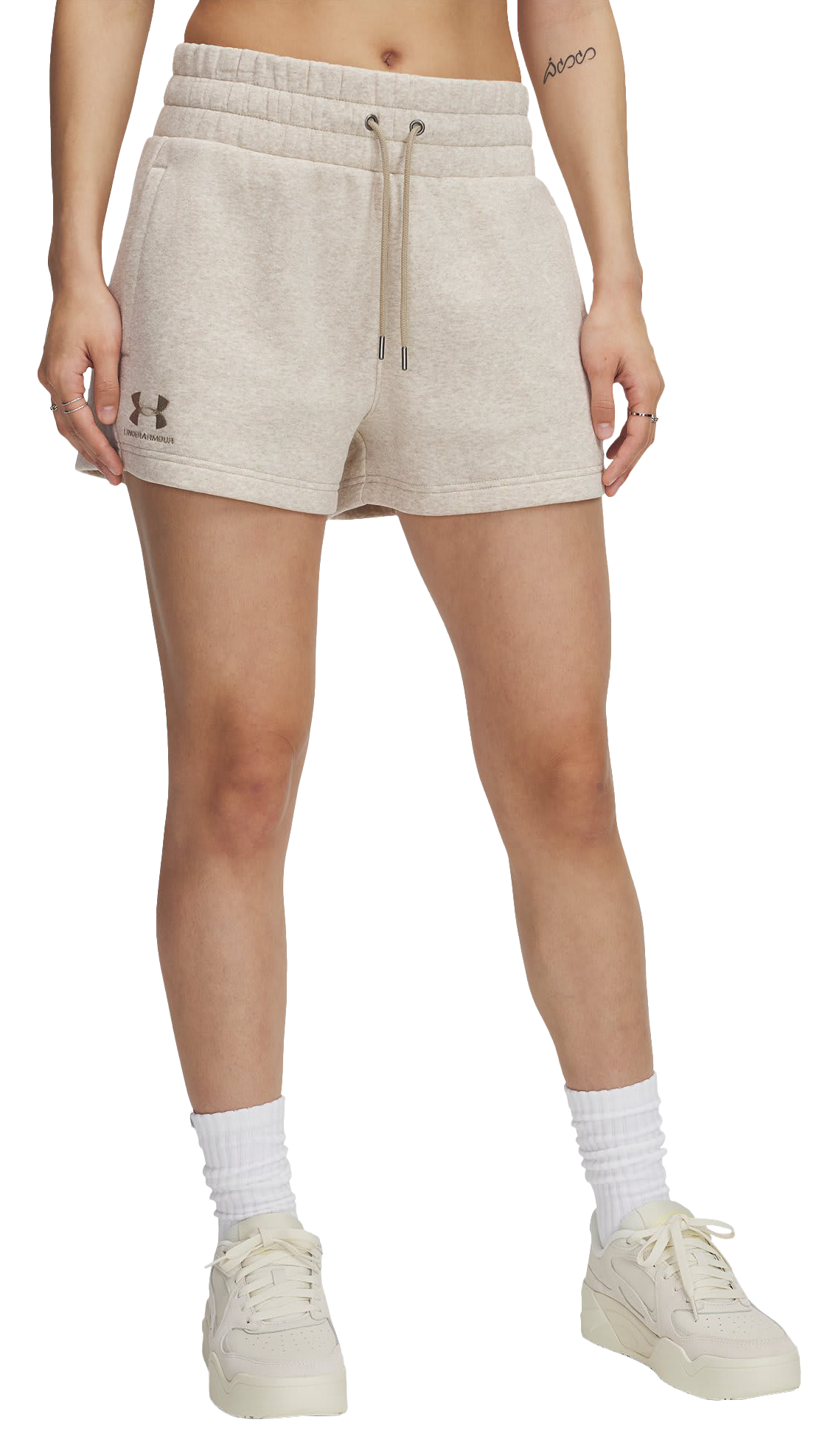 Image of Under Armour Essential Fleece Boxer Shorts for Ladies - City Khaki/City Khaki - M