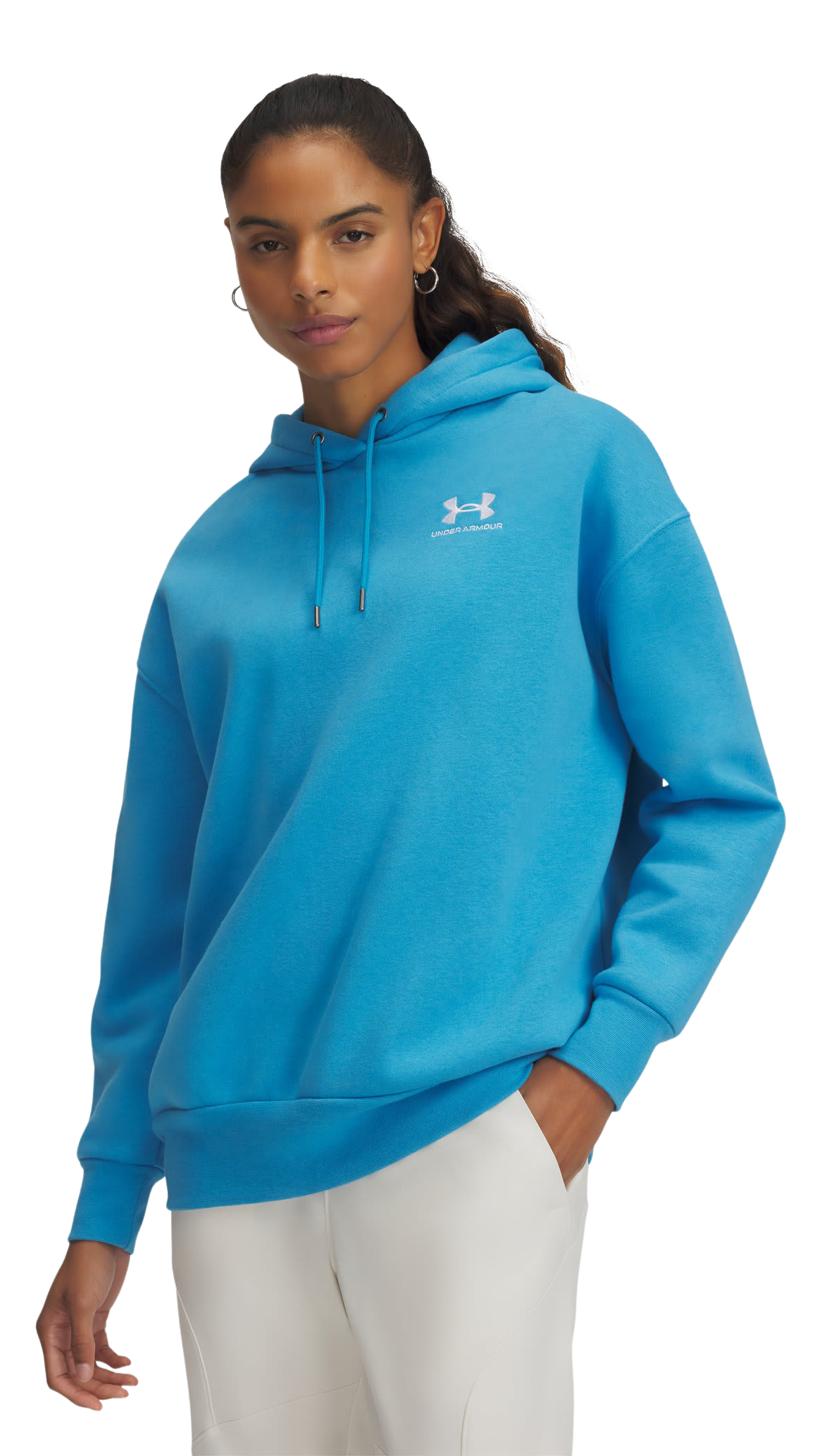 Image of Under Armour Icon Fleece Oversized Hoodie for Ladies - Ether Blue/White - XXL