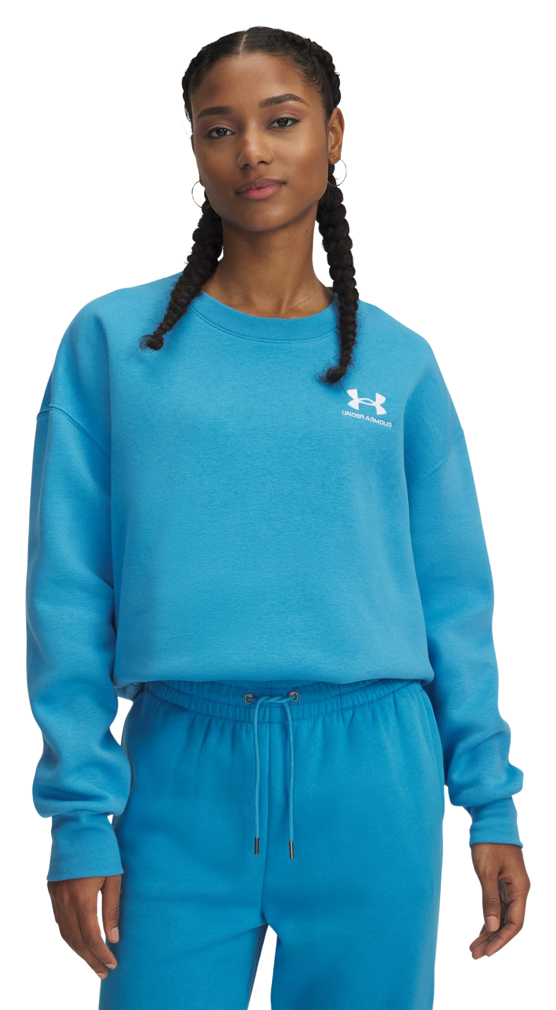 Image of Under Armour Icon Fleece Oversized Crew for Ladies - Ether Blue/White - L