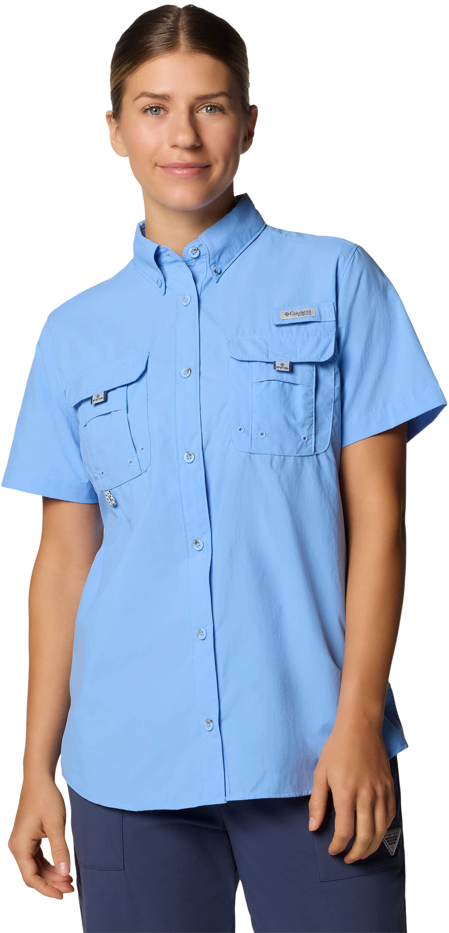 Image of Columbia PFG Bahama II Short-Sleeve Button-Down Shirt for Ladies - White Cap