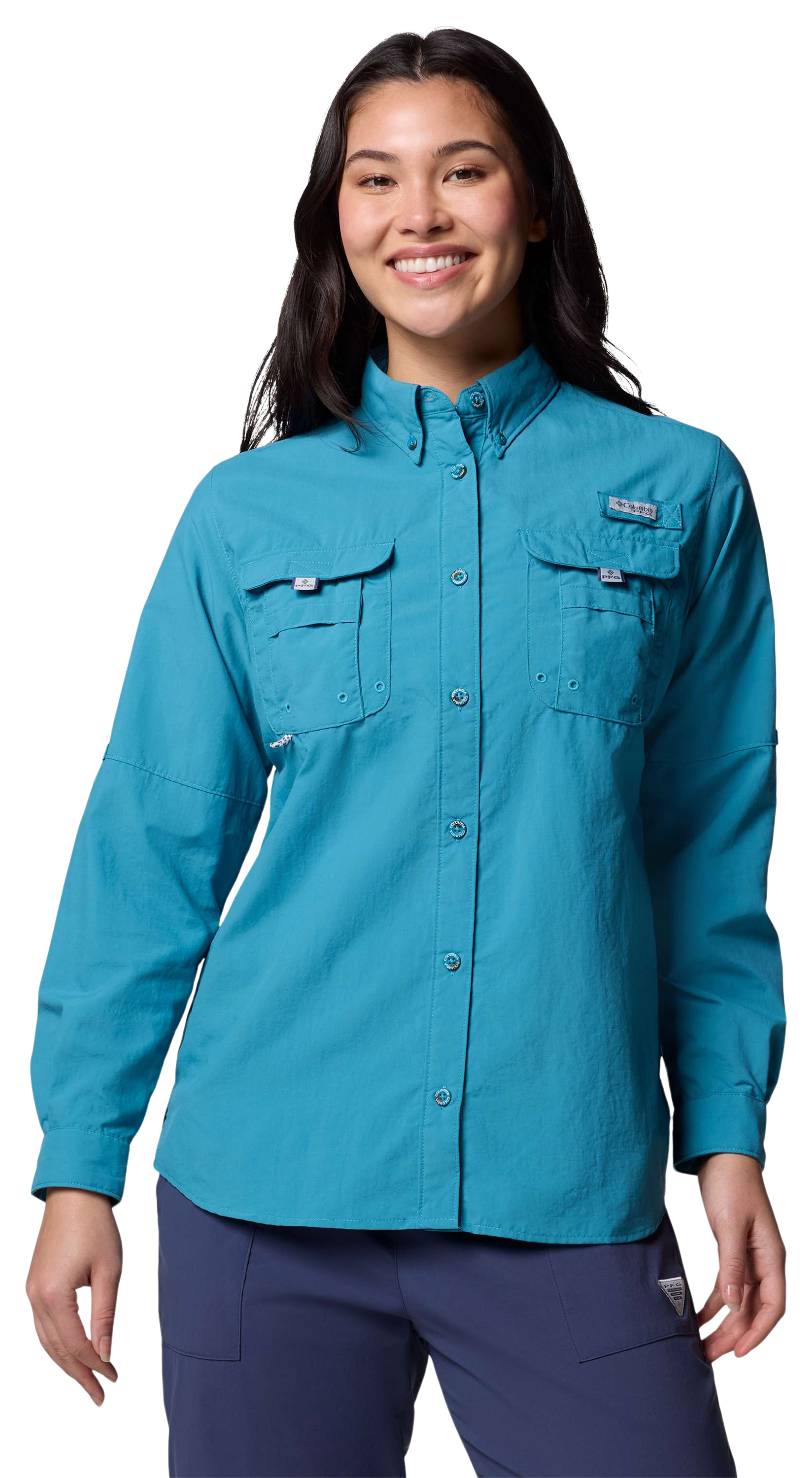 Columbia PFG Bahama II Long-Sleeve Button-Down Shirt for Ladies - Canyon Blue - 1X