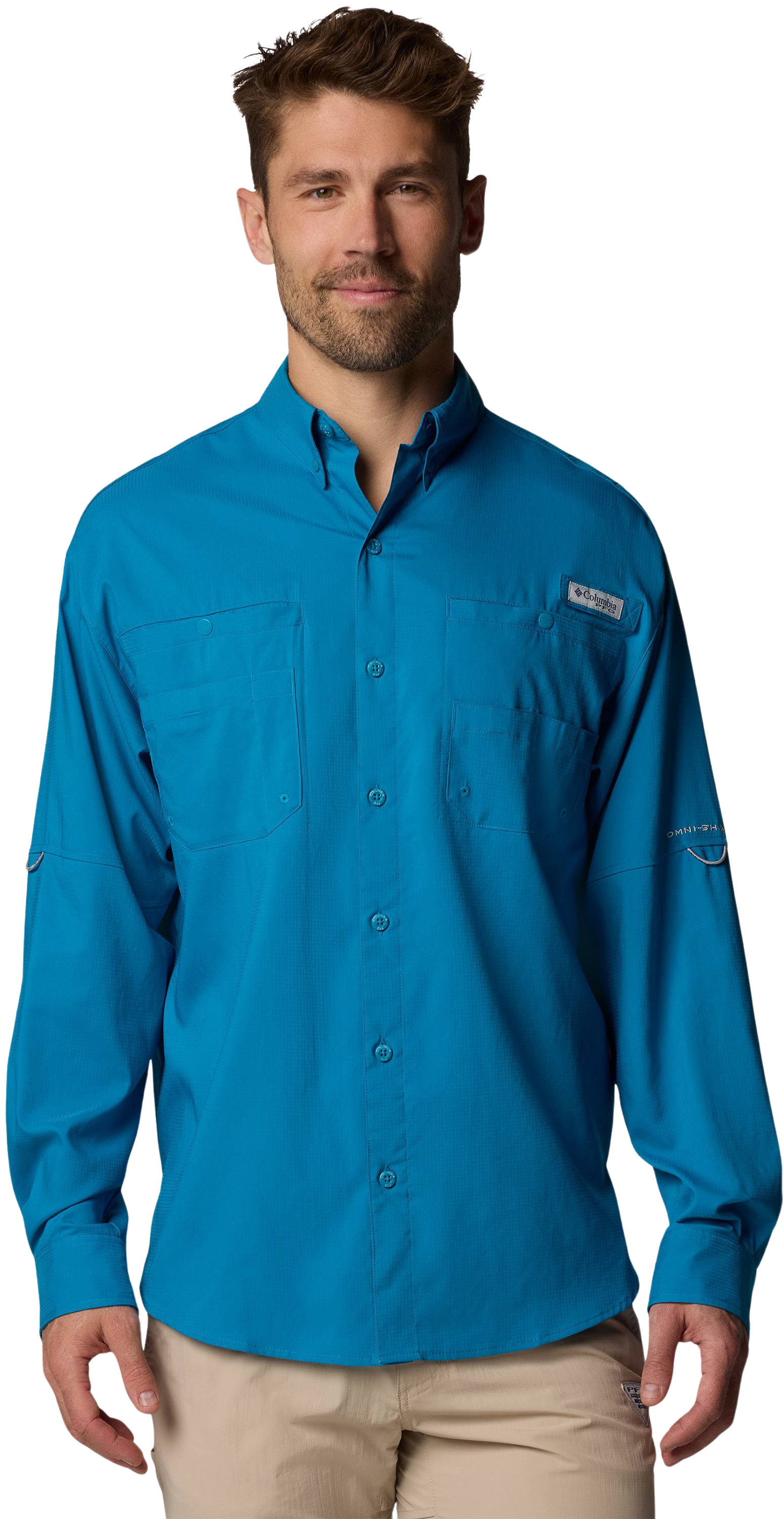 Columbia Tamiami II Long-Sleeve Button-Down Shirt for Men - Blue Echo - 3XT